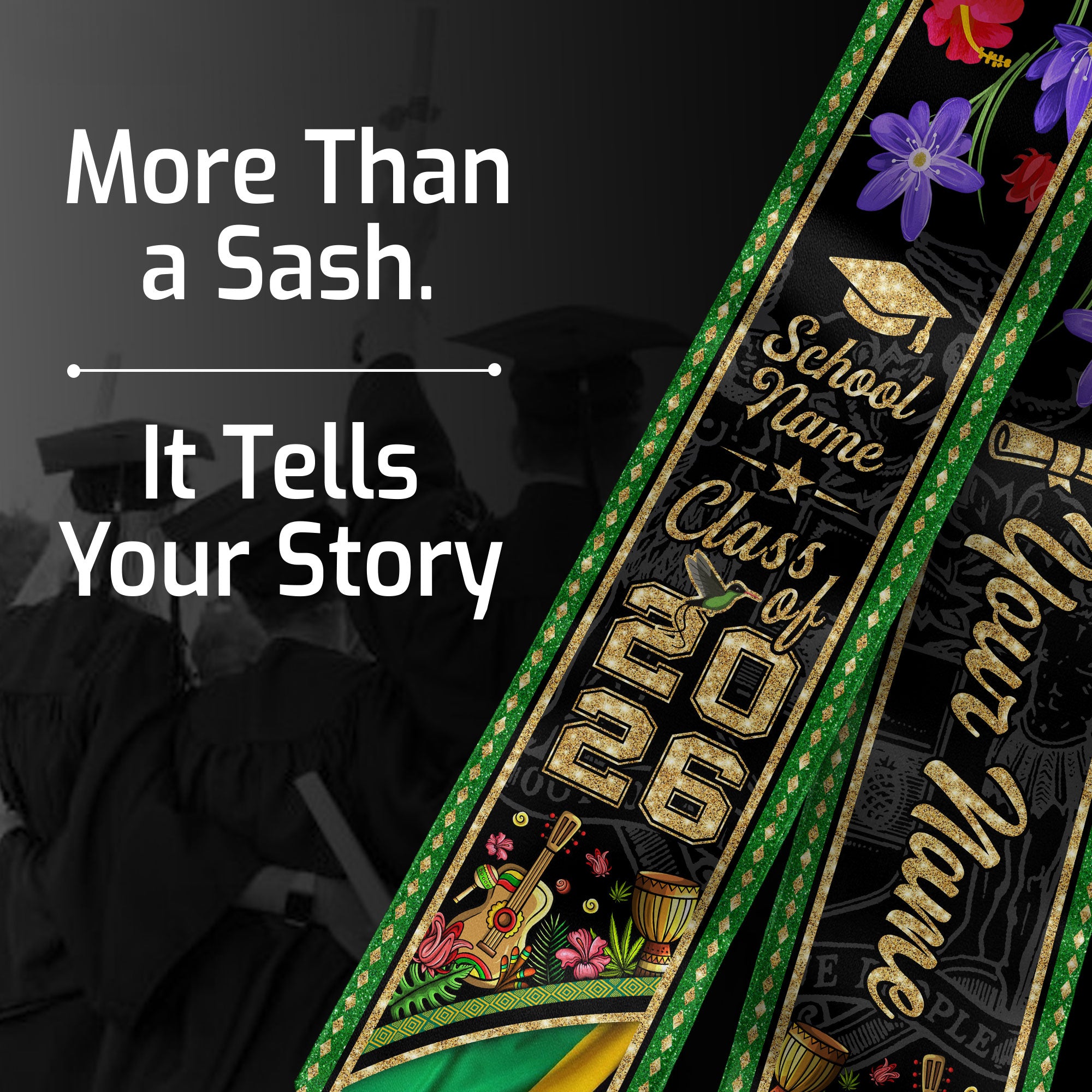 Jamaica Graduation Sash 2026, Jamaican Flag Stole, Signature Finish for Graduates