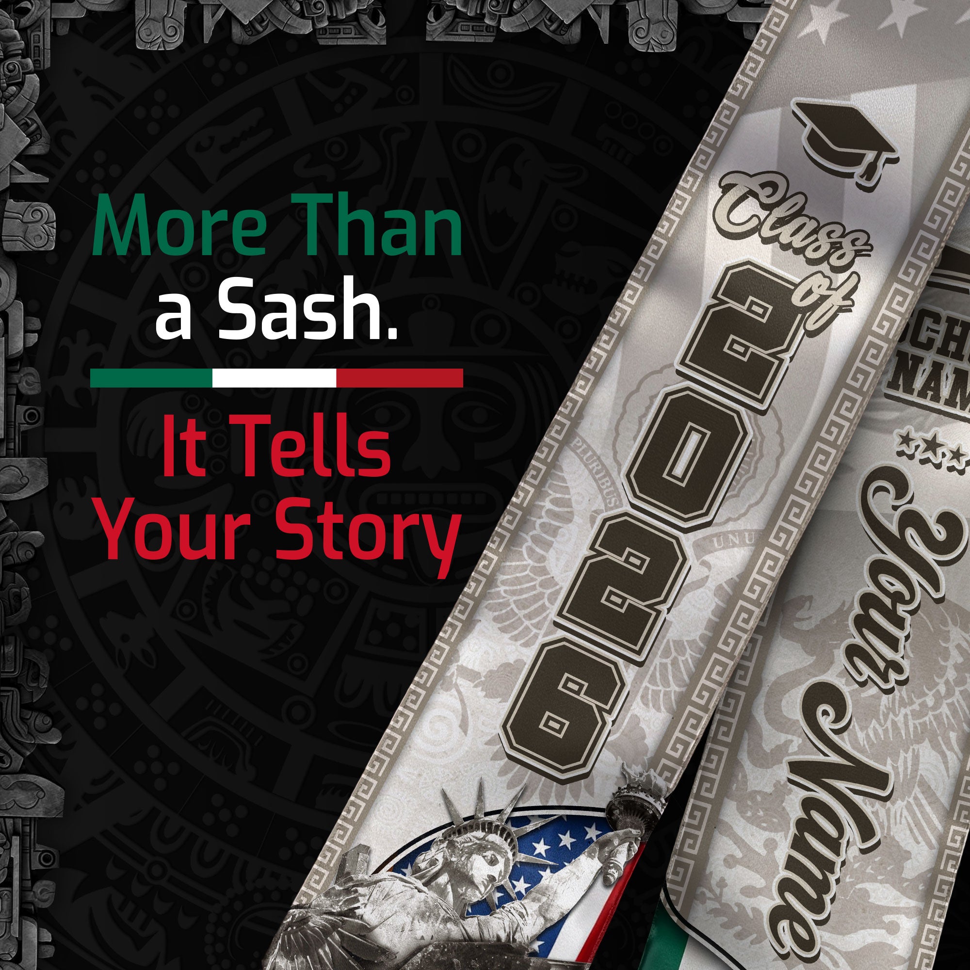 Mexican Graduation Sash 2026, Mexican Stole, Mexico Graduation Stole, Mexican American Flag