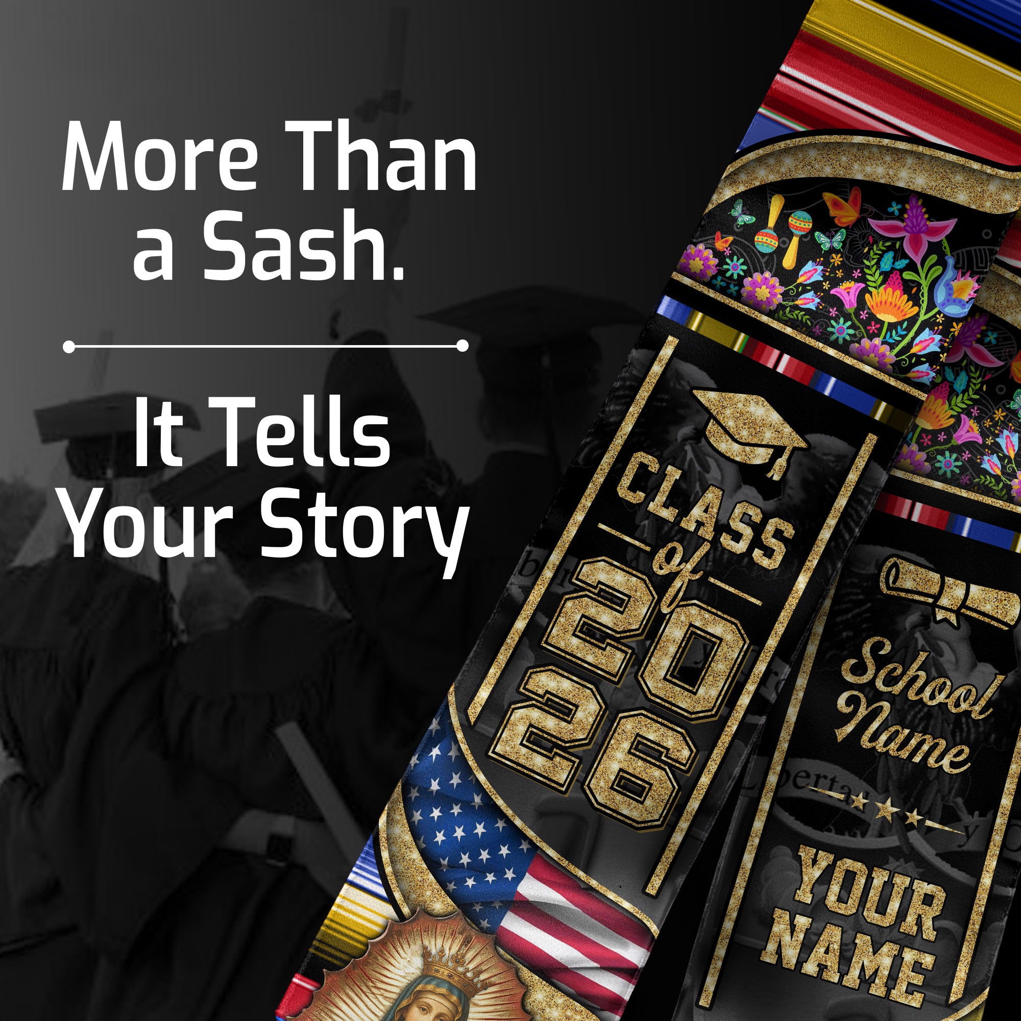 Class of 2026 Colombia Graduation Stole, Colombian Flag Sash Stole, Bespoke Touch