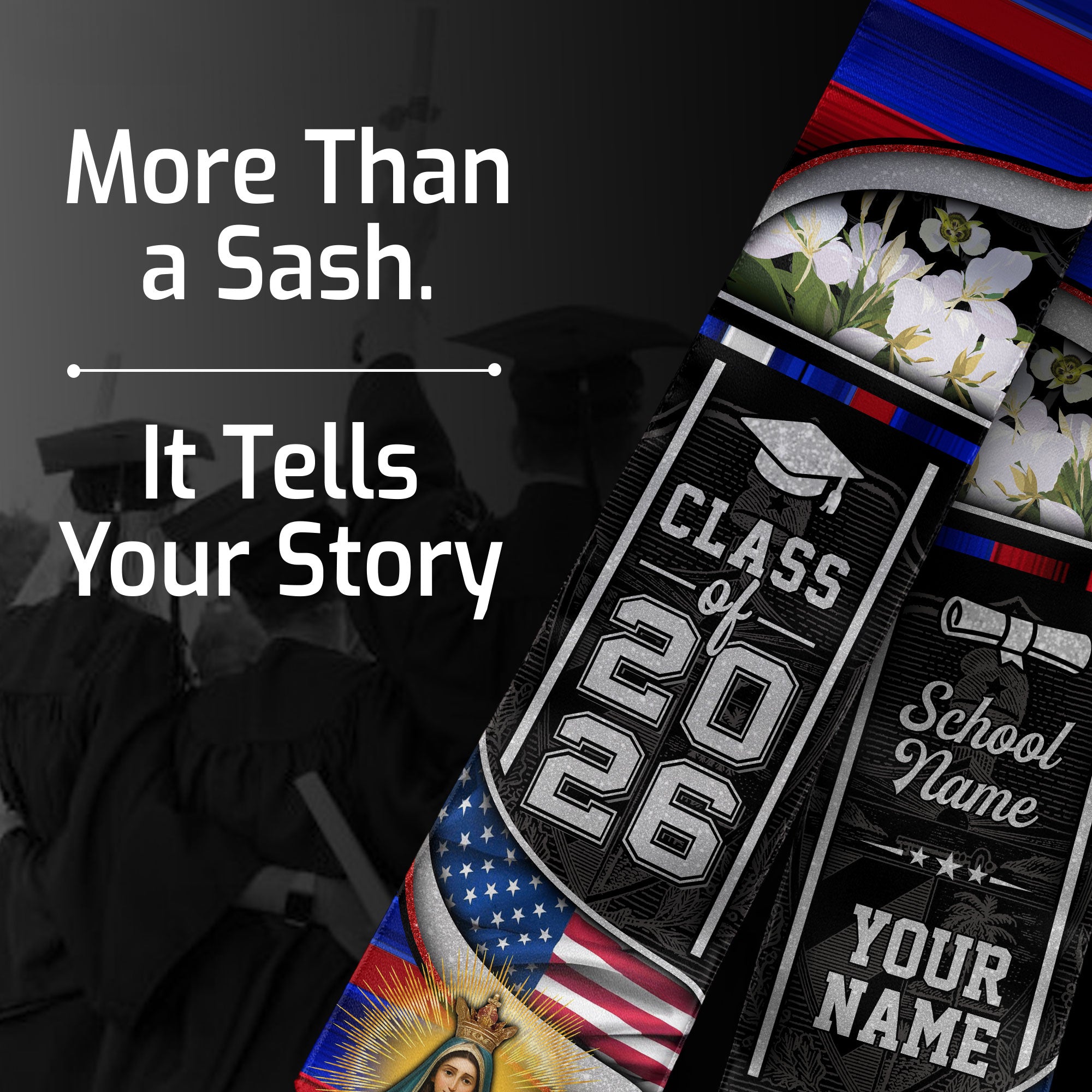 Cuban Flag Graduation Sash 2026, Cuba Graduation Stole, Tailored Finish for Grads