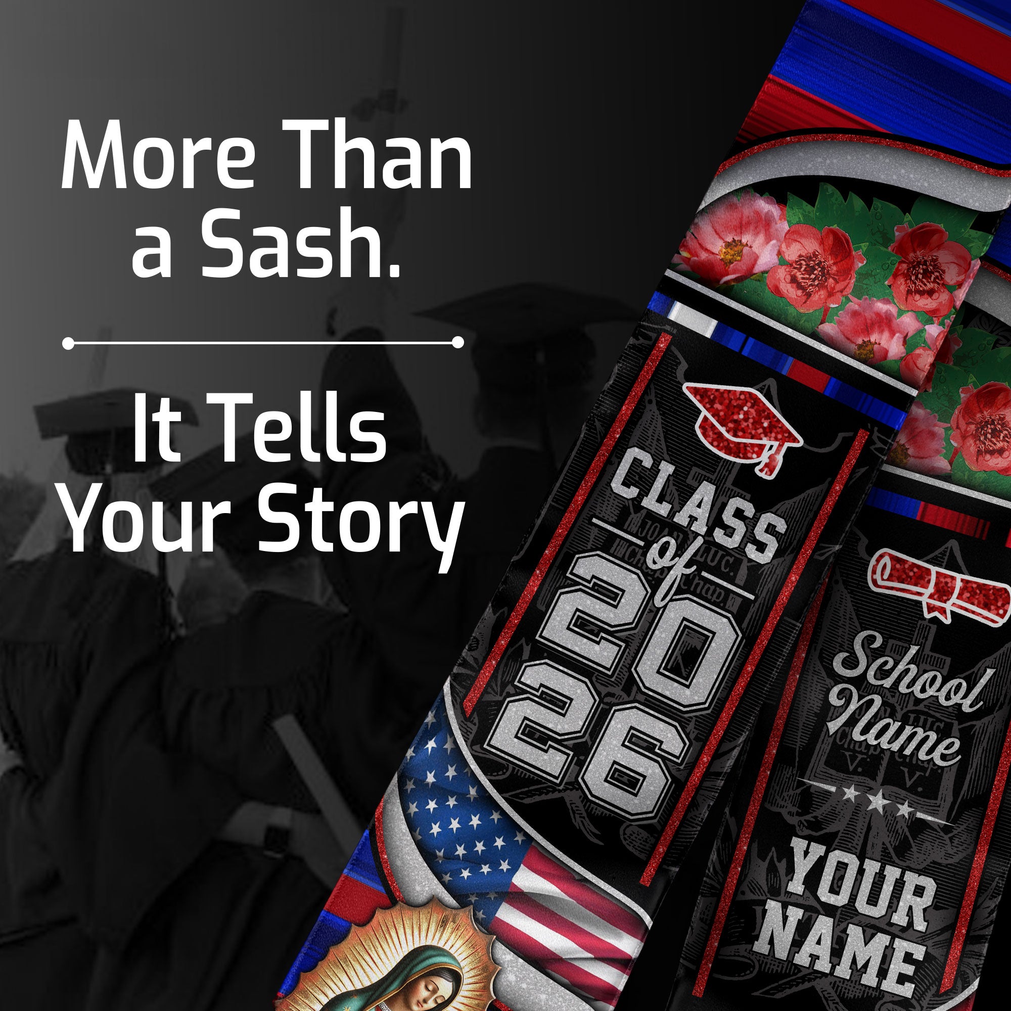 Dominican Graduation Stole 2026, Dominican Flag Sash, Personalized Touch for Graduates