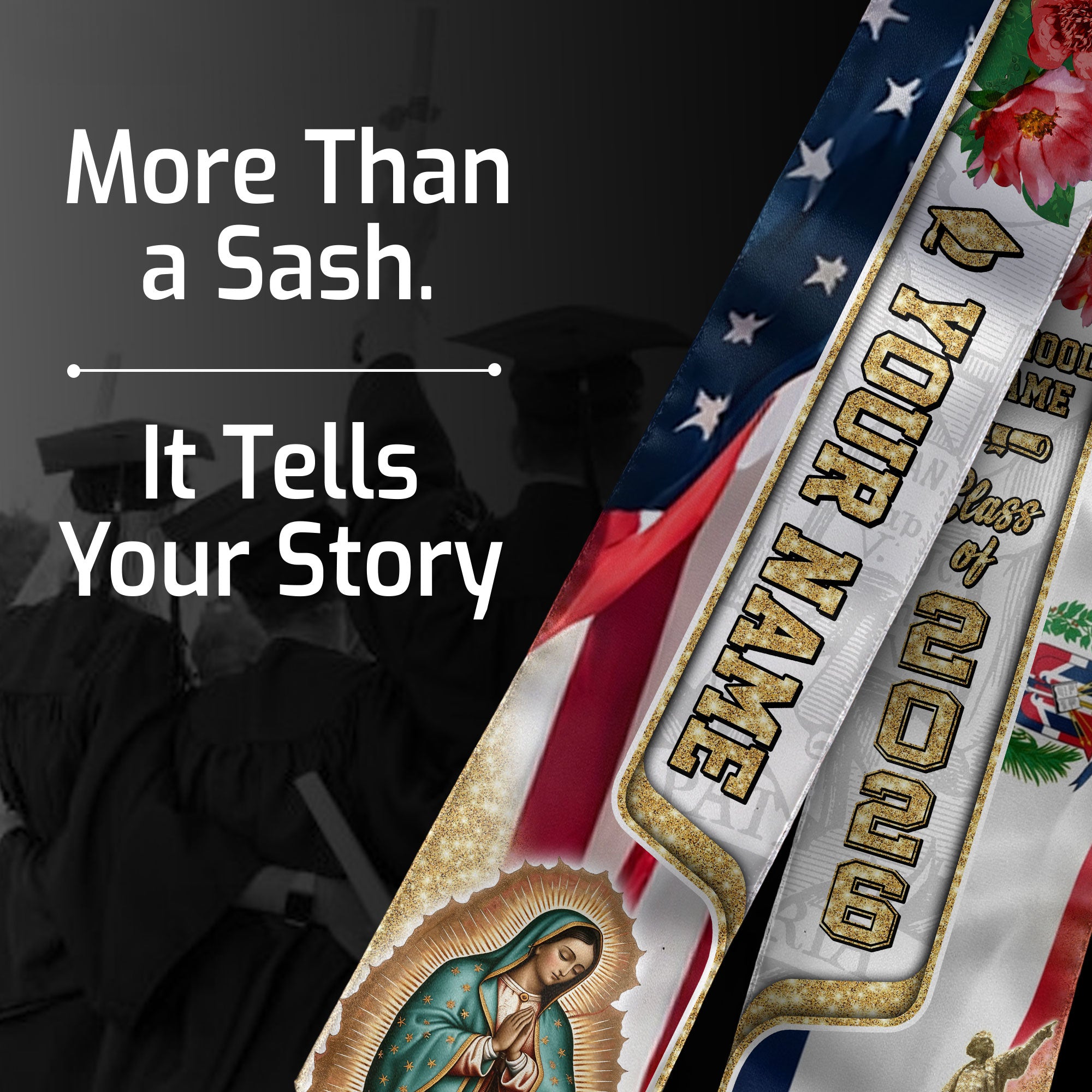 Dominican Graduation Sash 2026, Dominican Flag Stole, Tailor-Made Detail for Grads