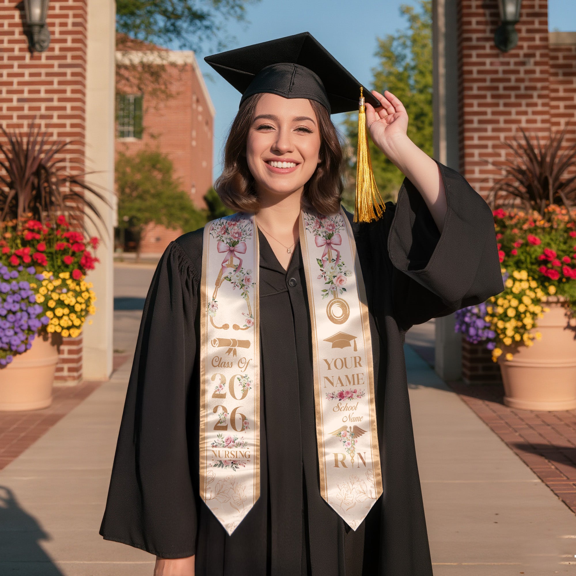 Customized Graduation Stole for Registered Nurses, Nursing School Ceremony Sash Class of 2026