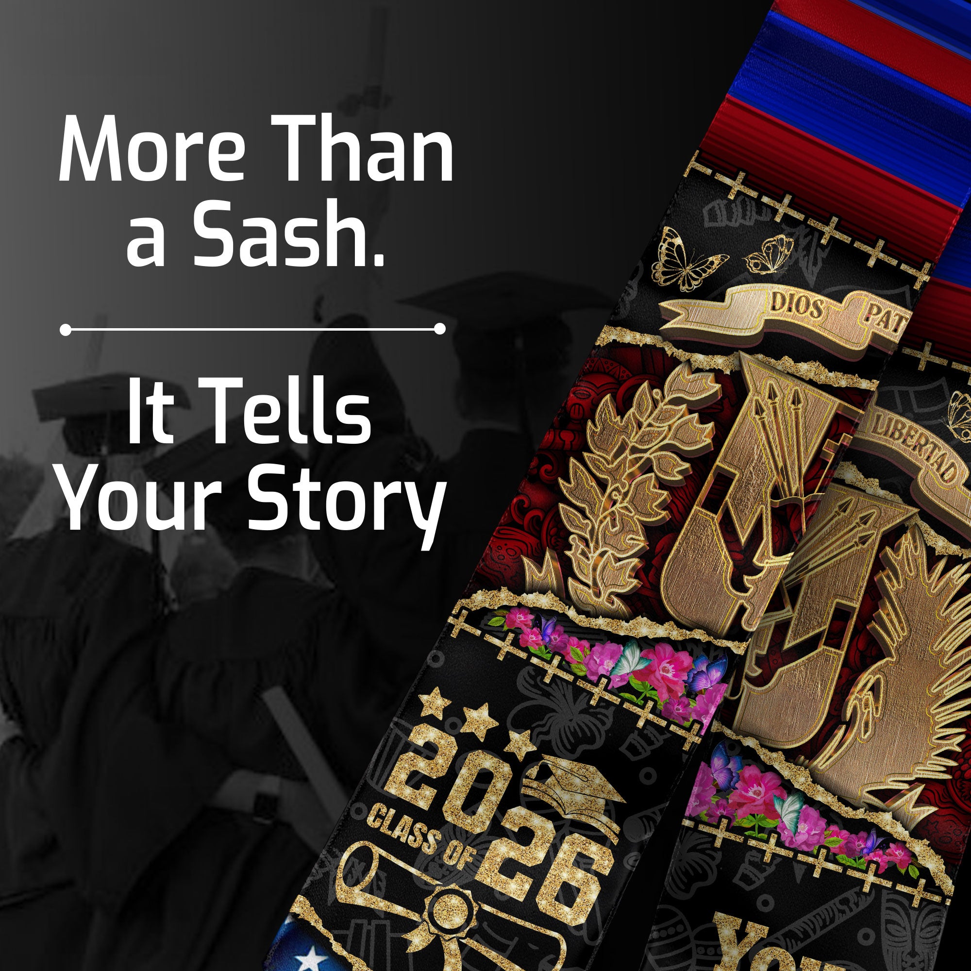 Customized Dominican Graduation Stole with Flag Inspired Design, Graduation Sash for Class of 2026