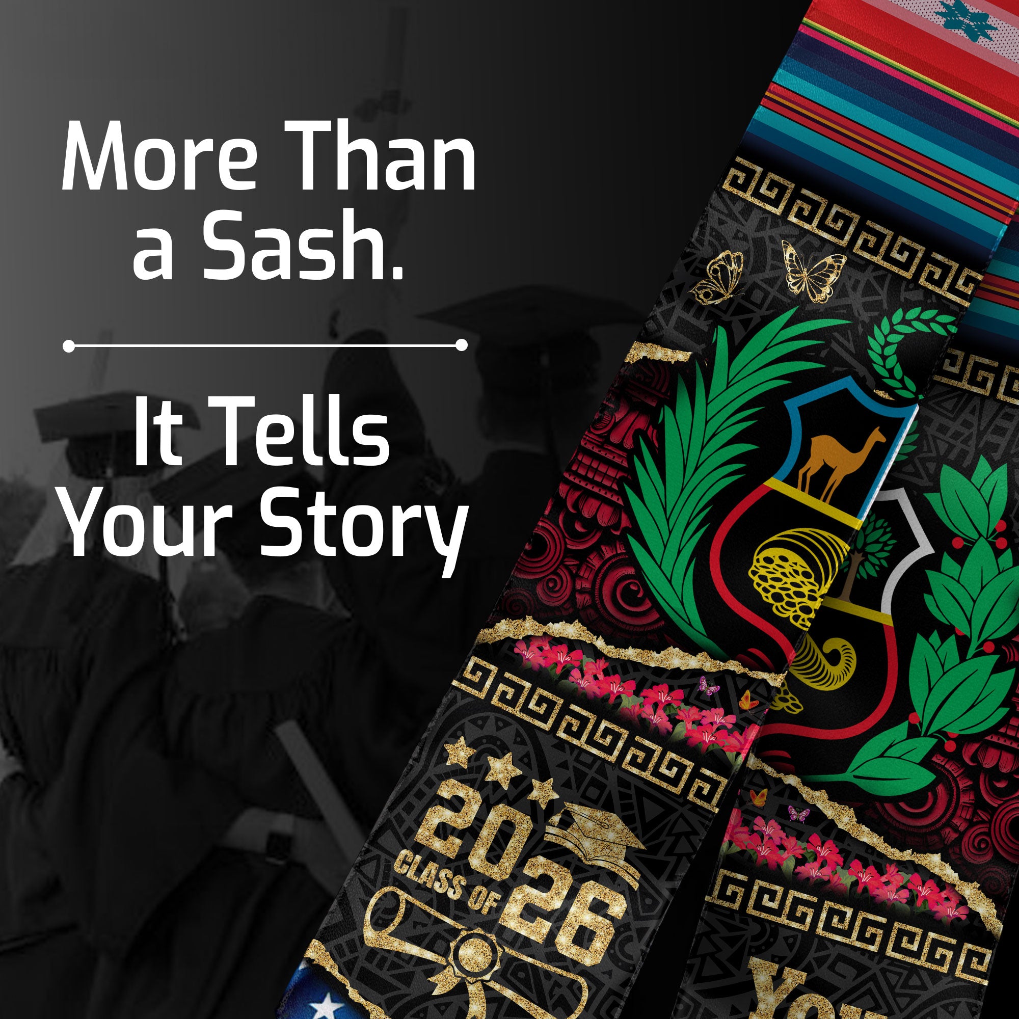 Customized Peru Graduation Stole Featuring Peruvian Flag Colors, Graduation Sash Class of 2026