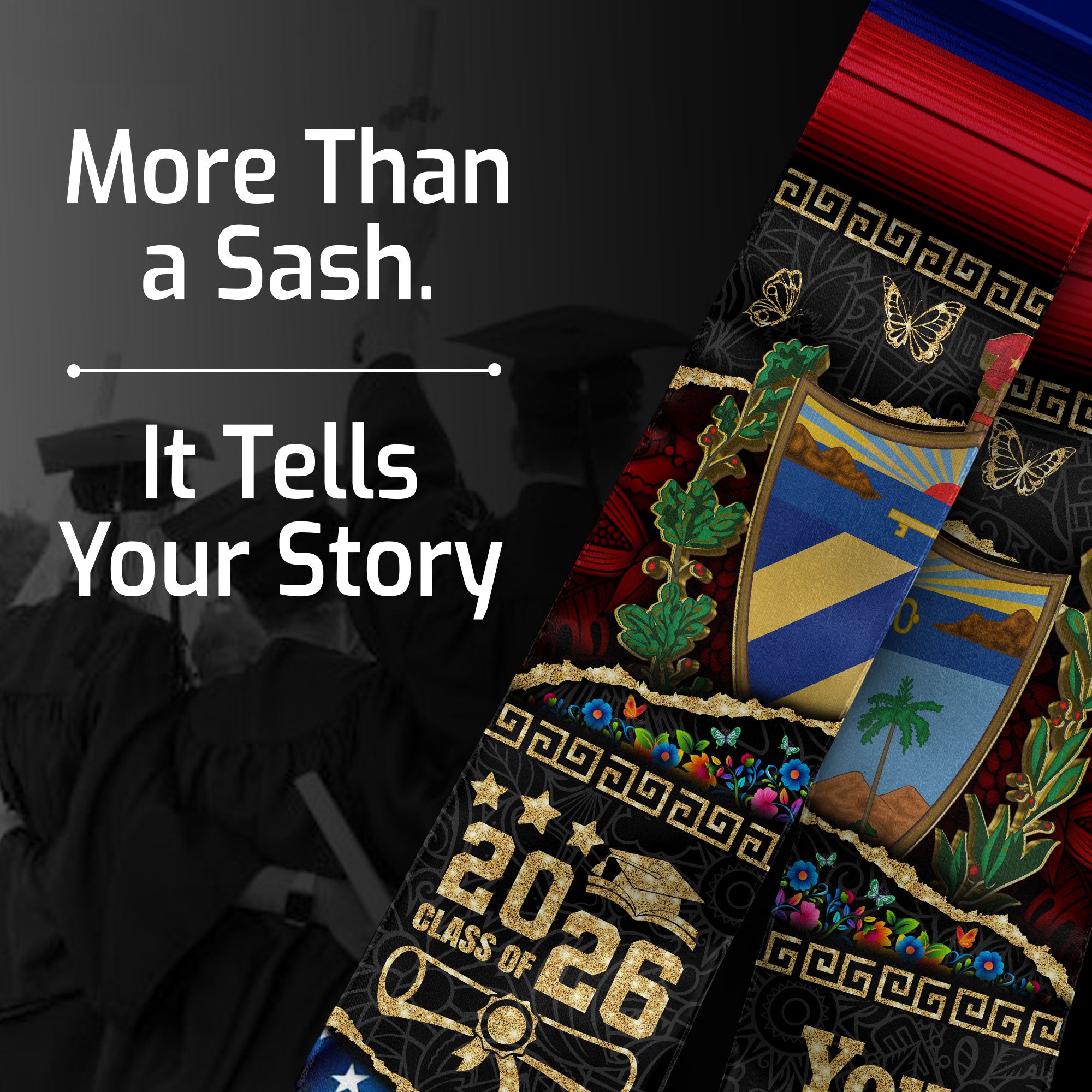 Customized Cuba Graduation Stole Featuring Cuban Flag Style, Graduation Sash Class of 2026
