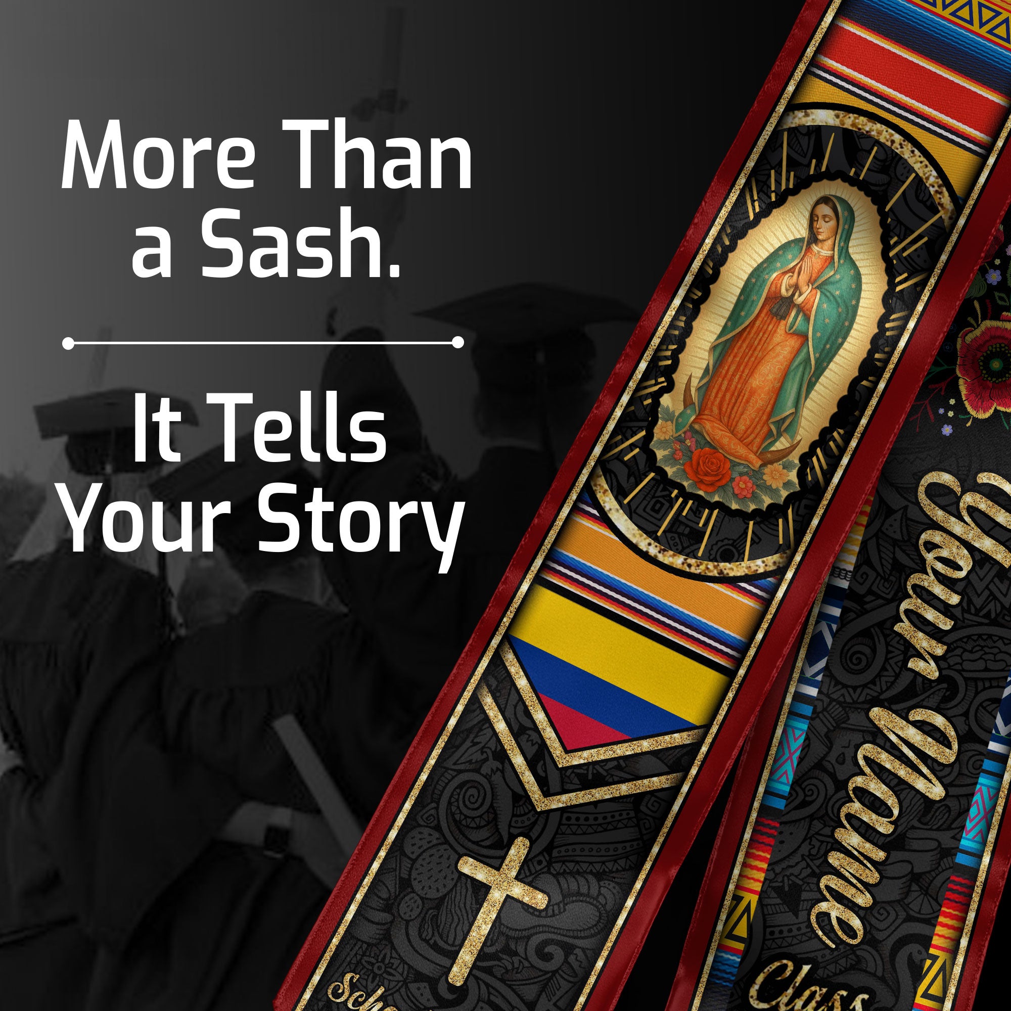 Customized Colombia Graduation Stole with Colombian Flag Inspired Design, Graduation Sash for Class of 2026
