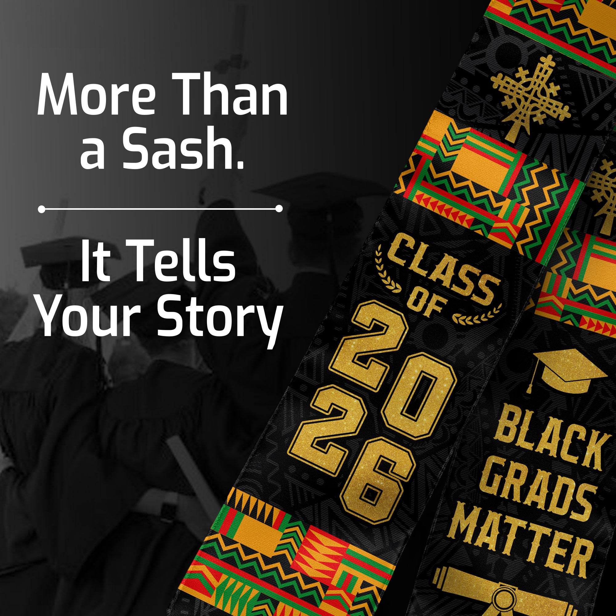 Africa Graduation Stole 2026, African Flag Graduation Sash, Tailored Detail for 2026 Grads