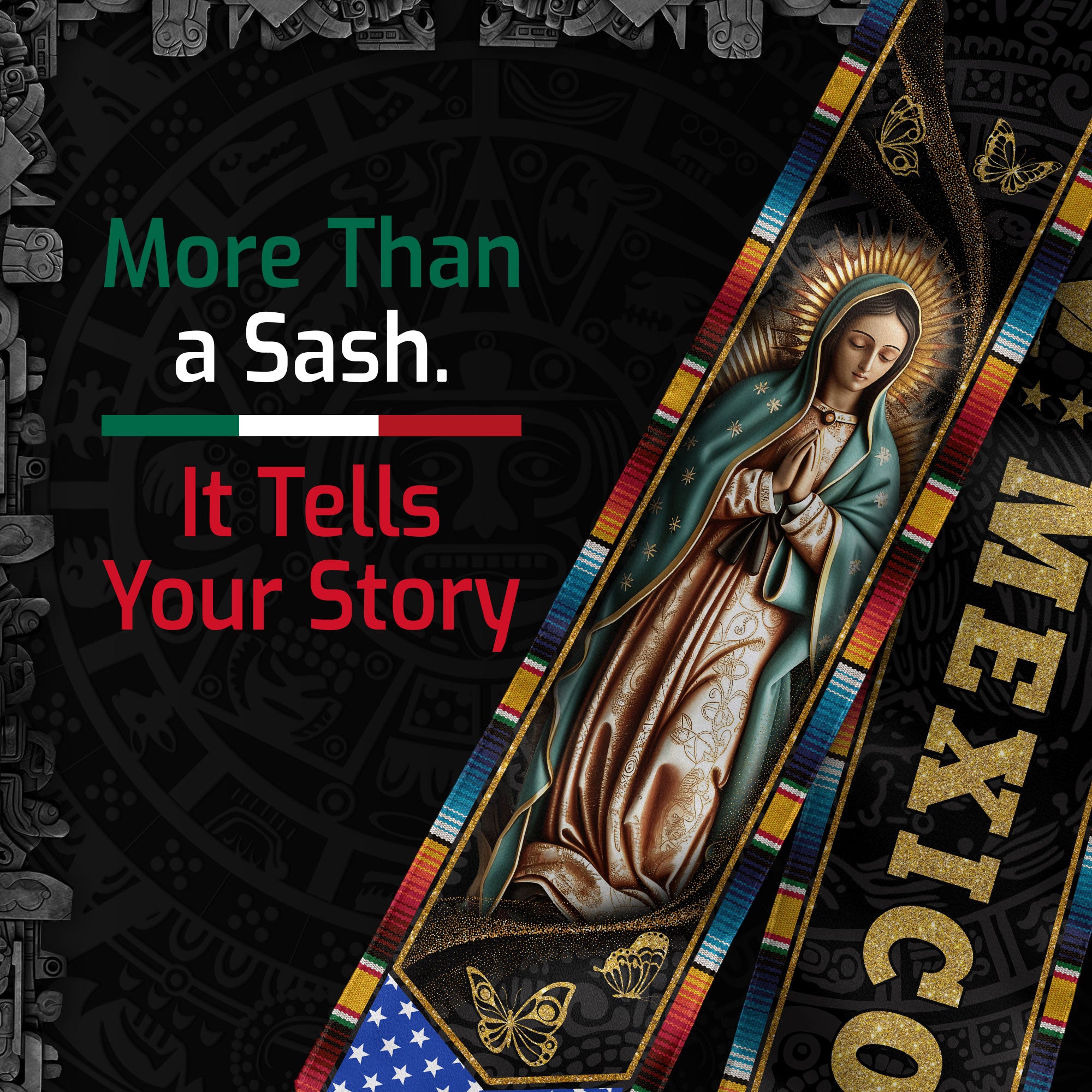 Mexico Graduation Stole 2026, Mexican Flag Graduation Sash, Bespoke Detail for Class of 2026