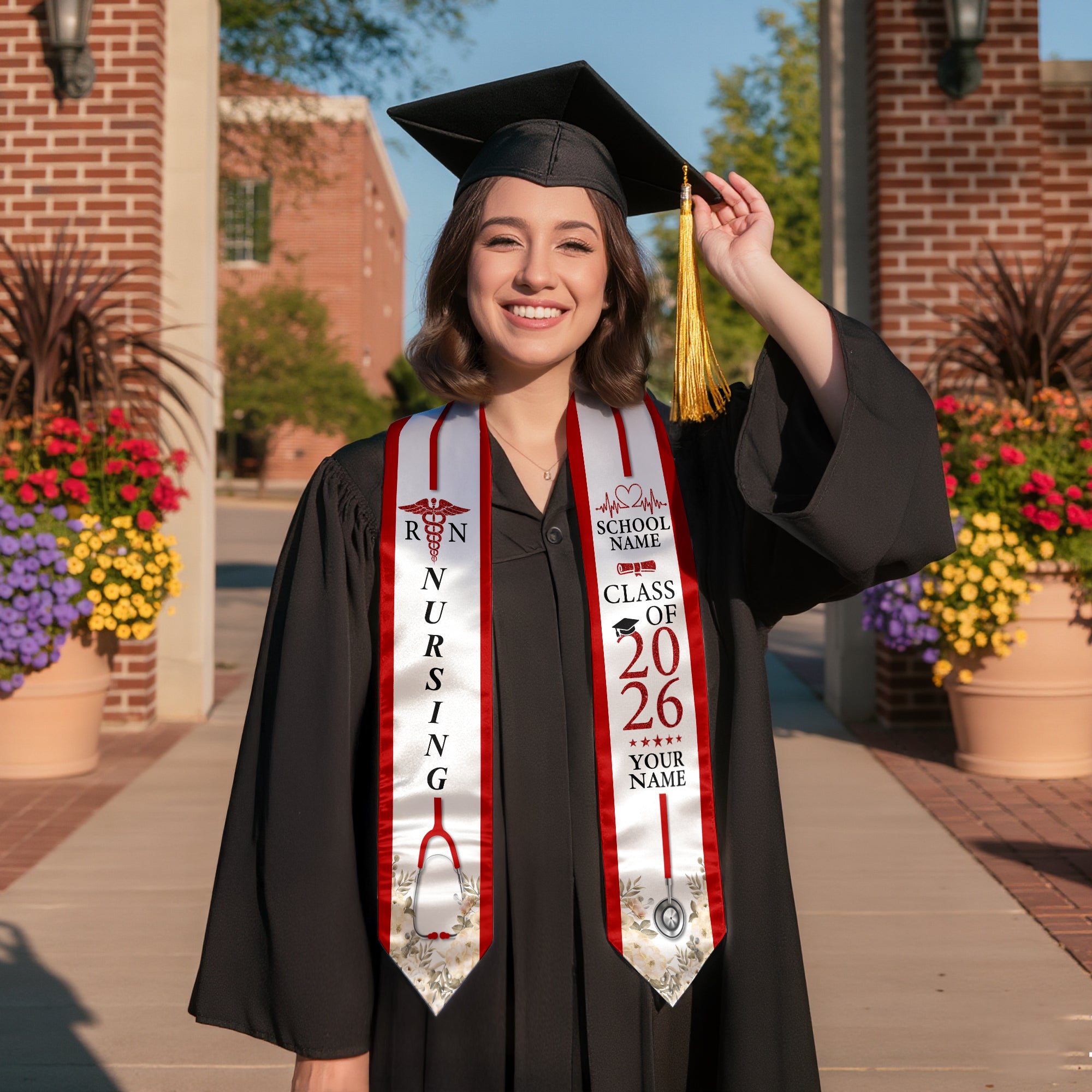 Customized Graduation Stole for Nursing Students, RN BSN Nurse Ceremony Sash for Class of 2026
