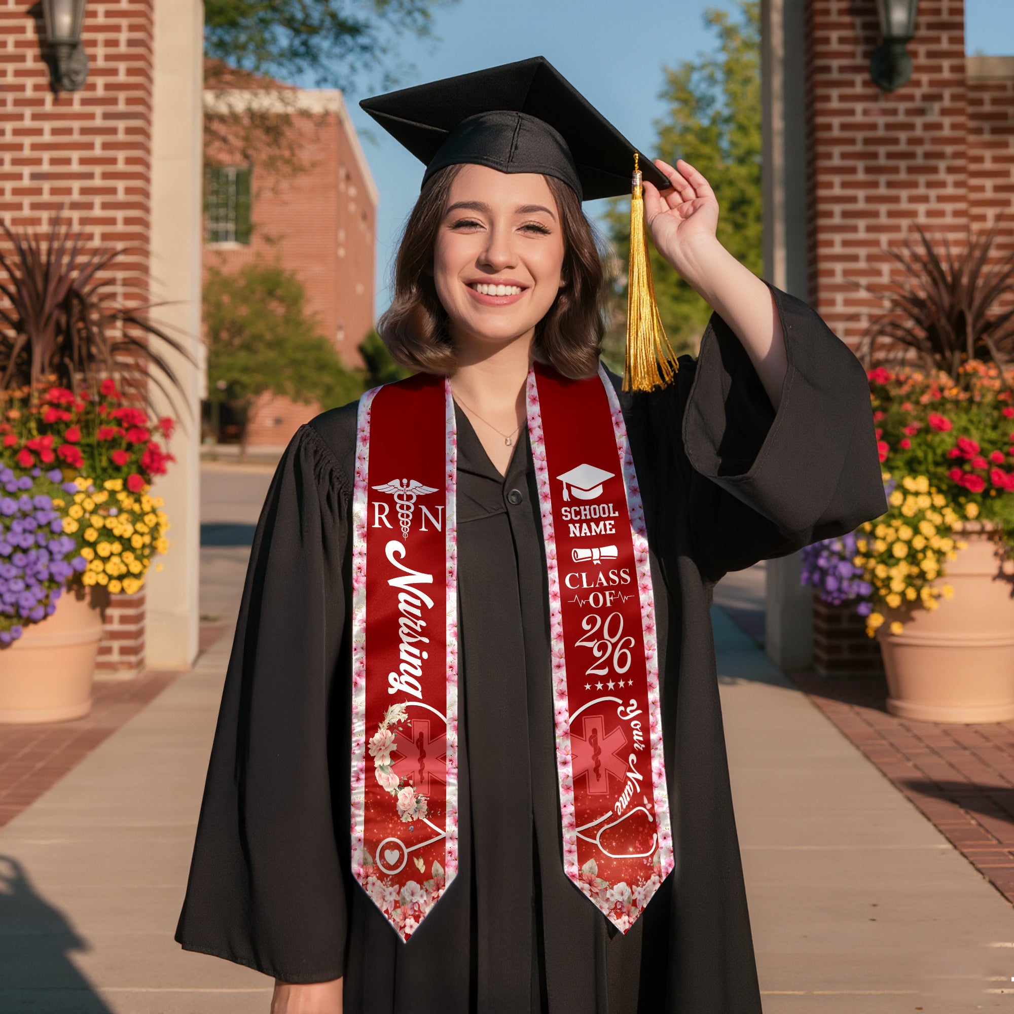 Customized Nursing Graduation Stole for Healthcare Graduates, RN Ceremony Sash Class of 2026