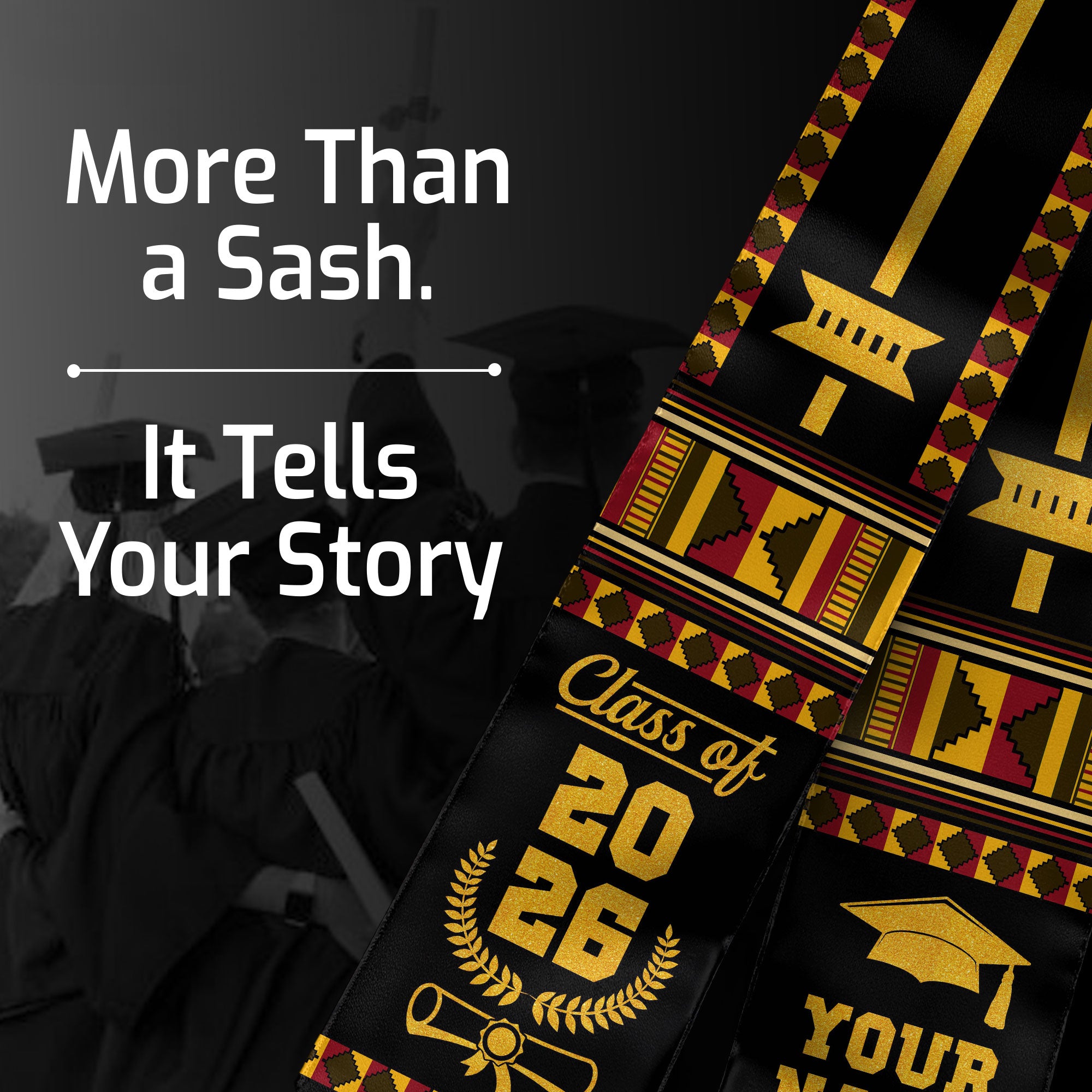 African Flag Graduation Sash 2026, Africa Stole, Tailored Finish for 2026 Grads