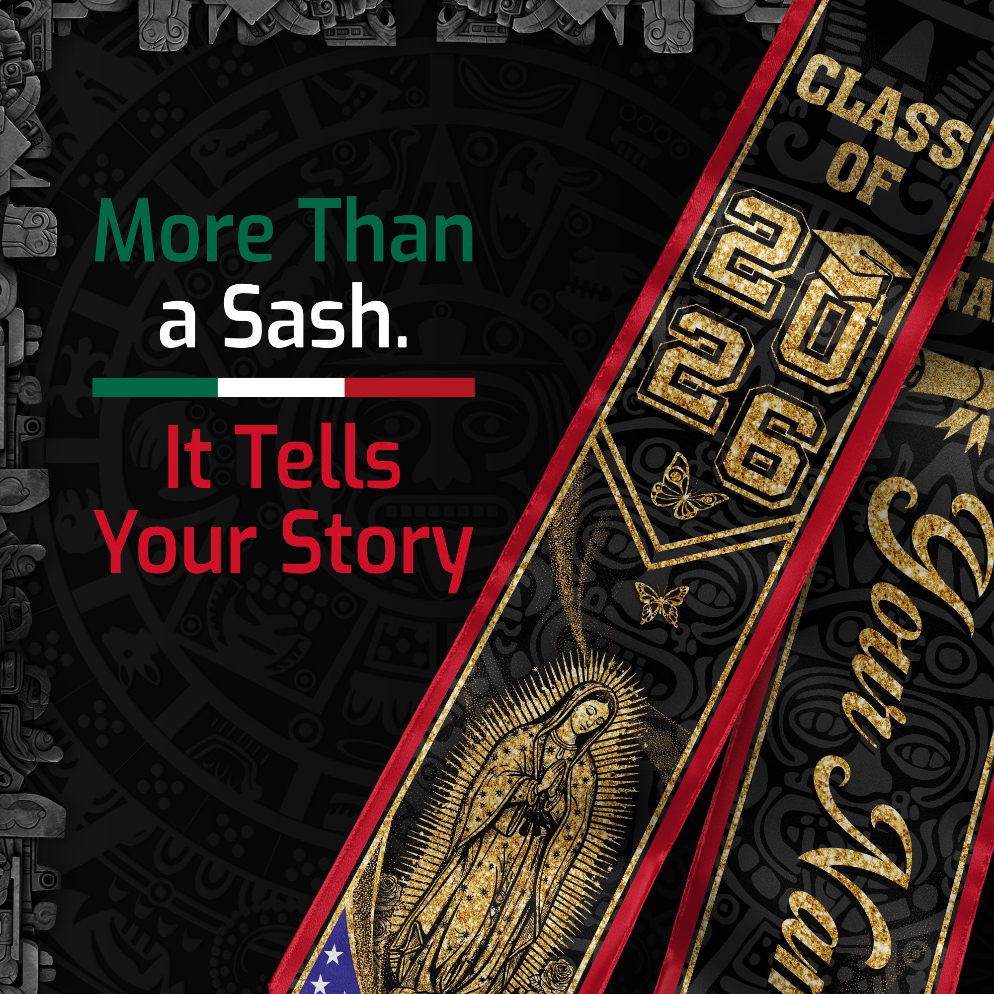 Mexican American Flag Graduation Sash 2026, Mexico Graduation Stole, Mexican Stole