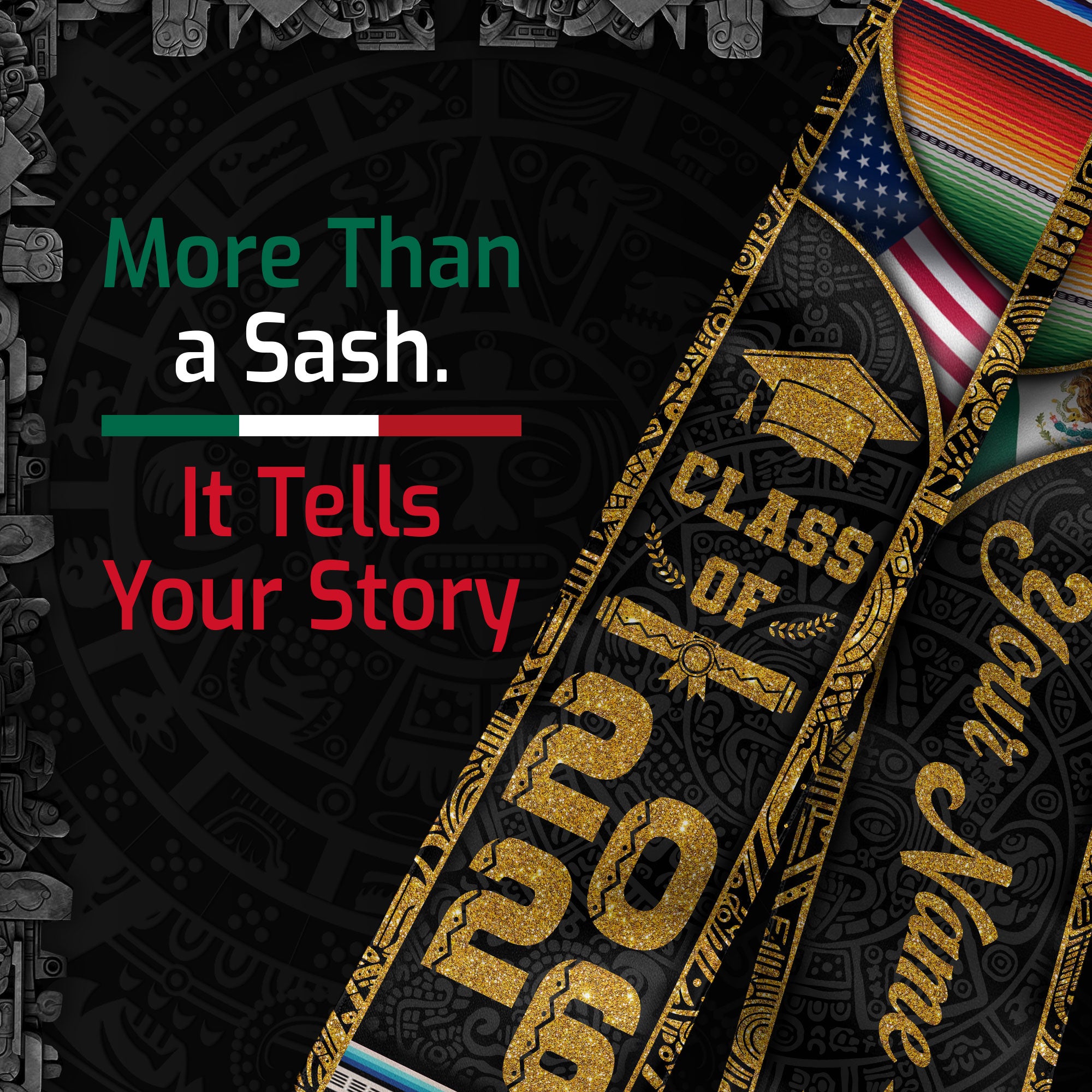 Mexico Graduation Stole 2026, Mexican American Flag Graduation Sash, Mexican Grad Stole