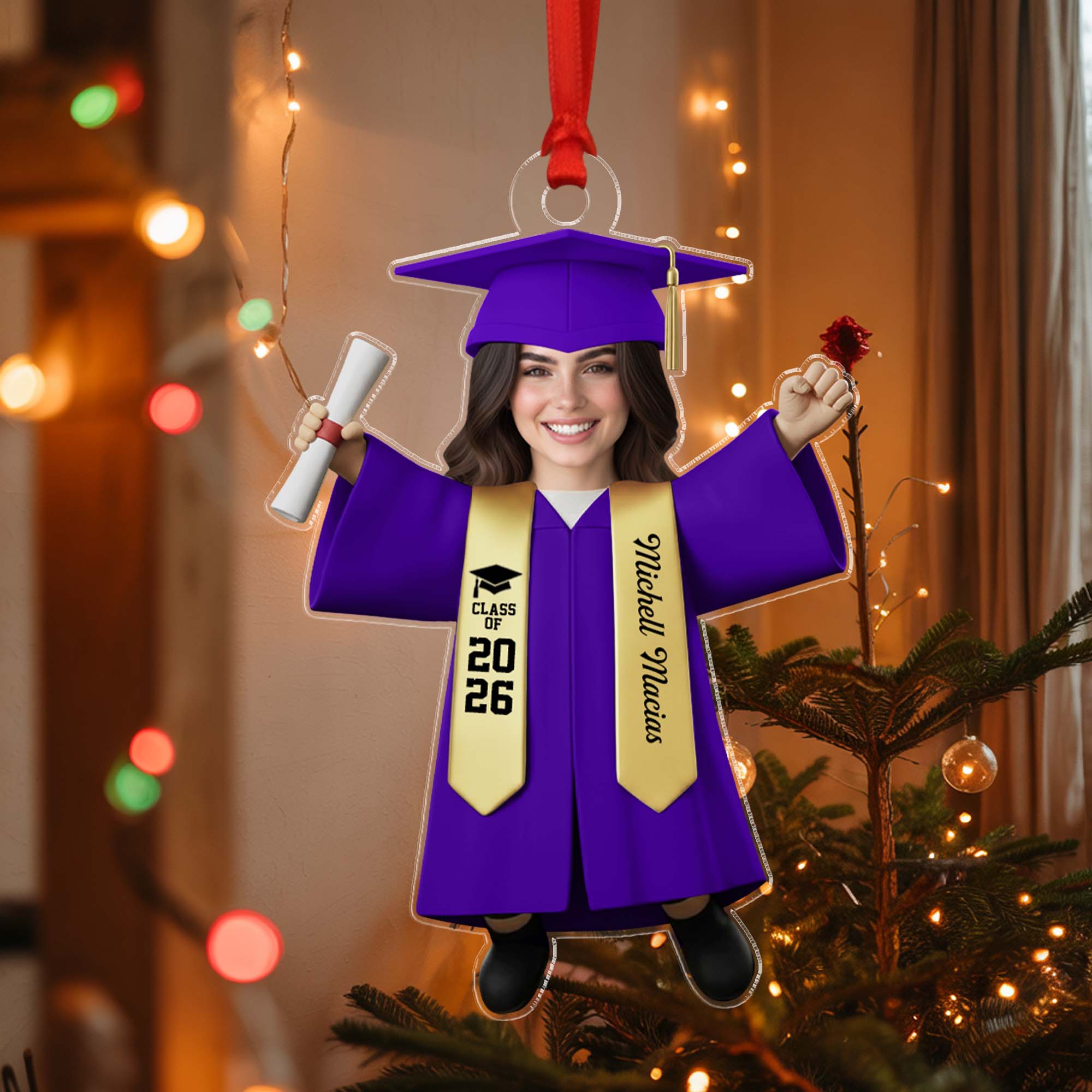 Custom Photo Class Of 2026 Senior Name School Graduation Ornament