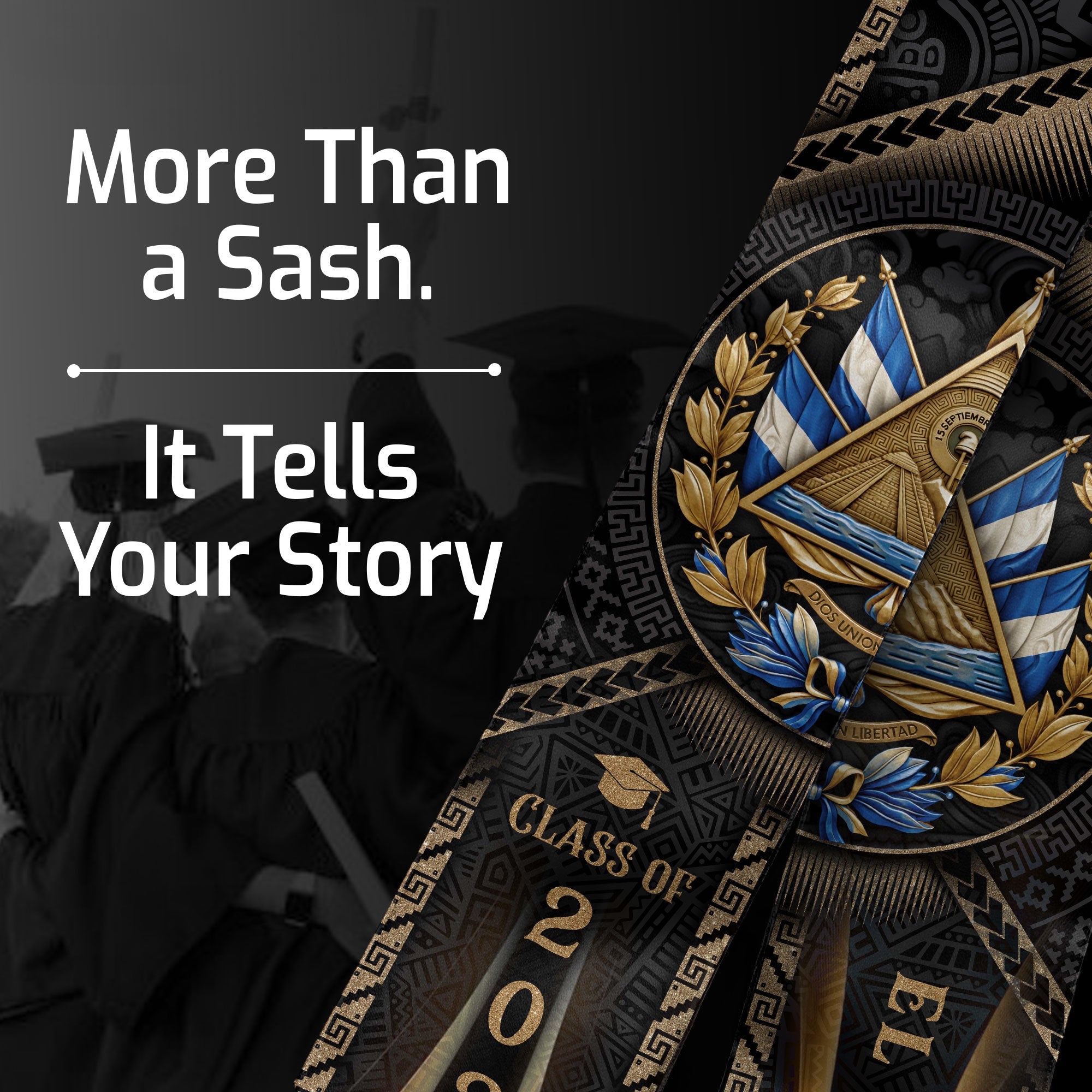 El Salvador Graduation Stole 2026 - Coat of Arms Heritage Sash Class of 2026