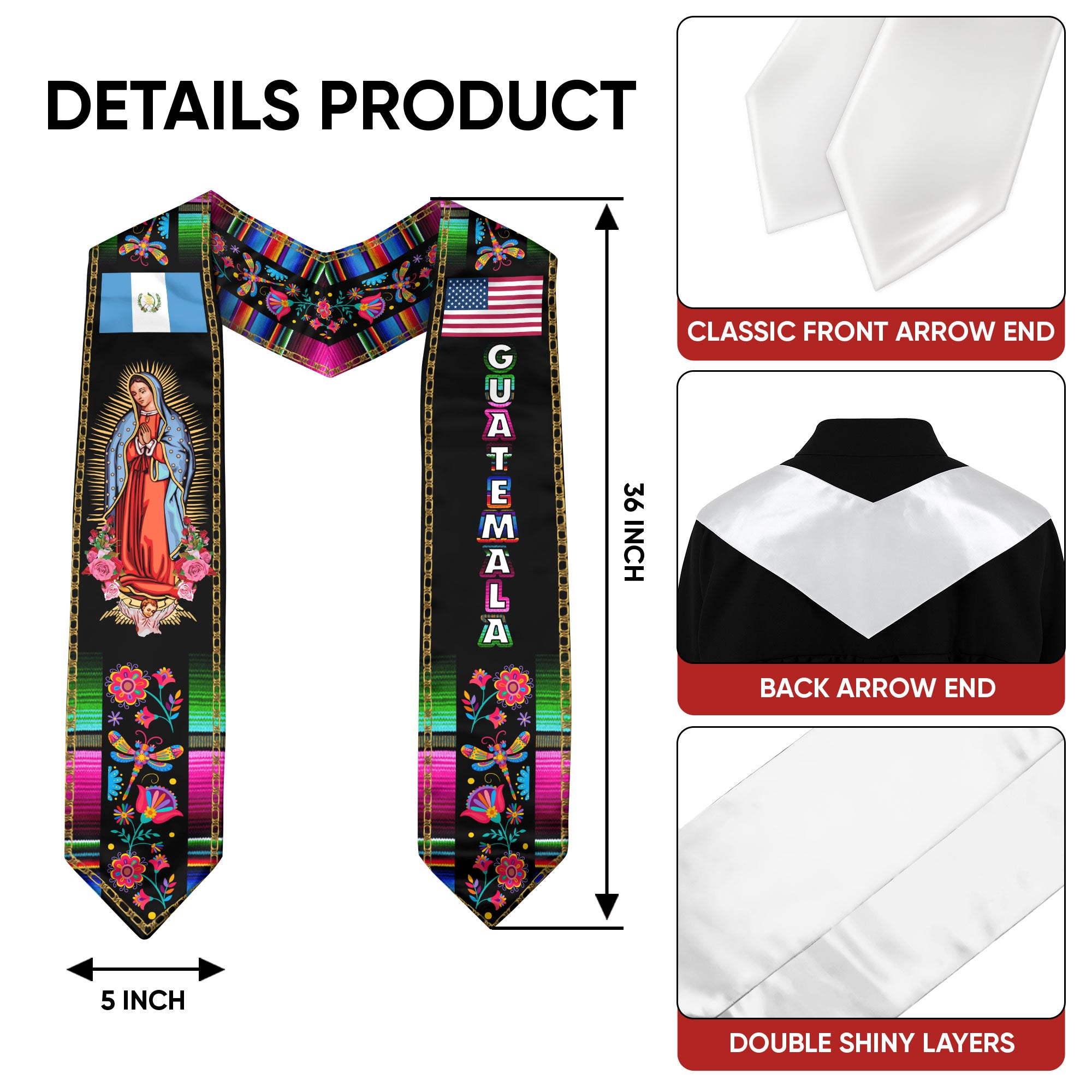 Guatemalan Graduation Stole 2026, Guatemala Flag Sash, Graduation Stole 2026