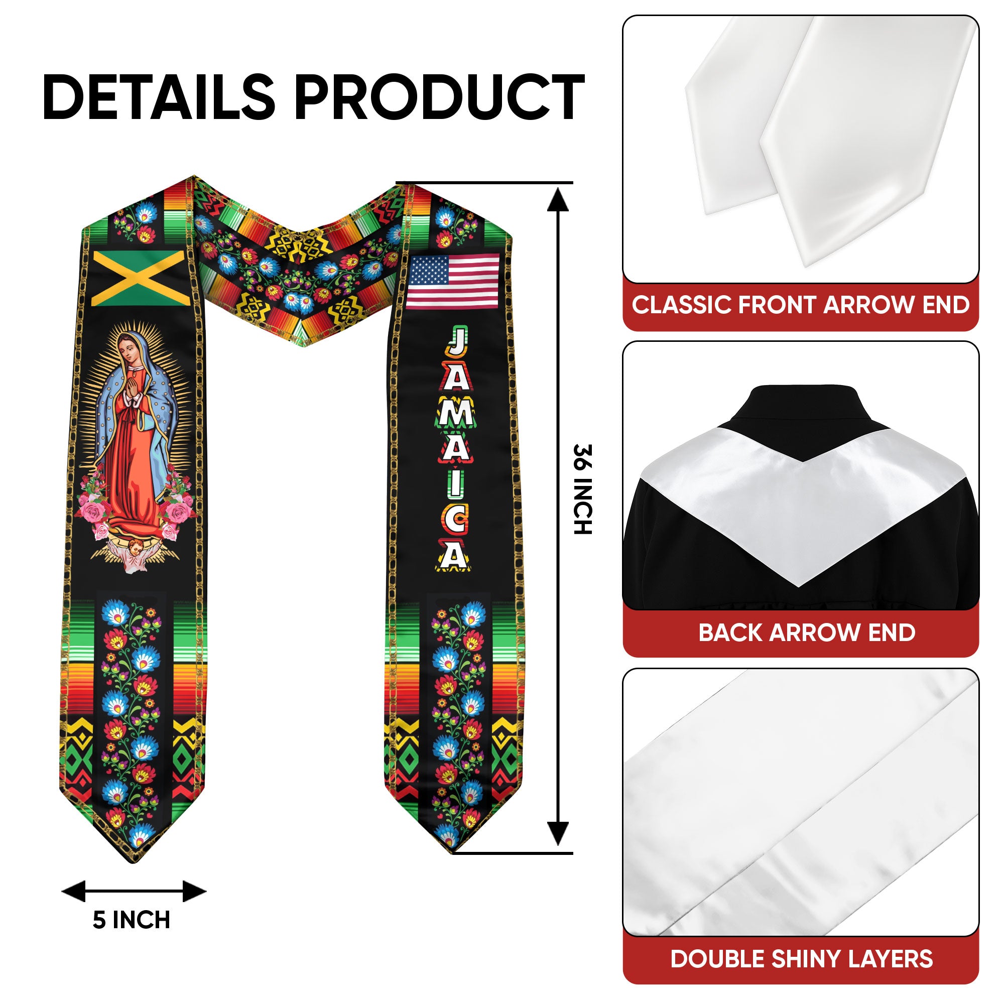 Jamaica Graduation Stole, Jamaican Flag Design, Graduation Sash 2026, Class of 2026