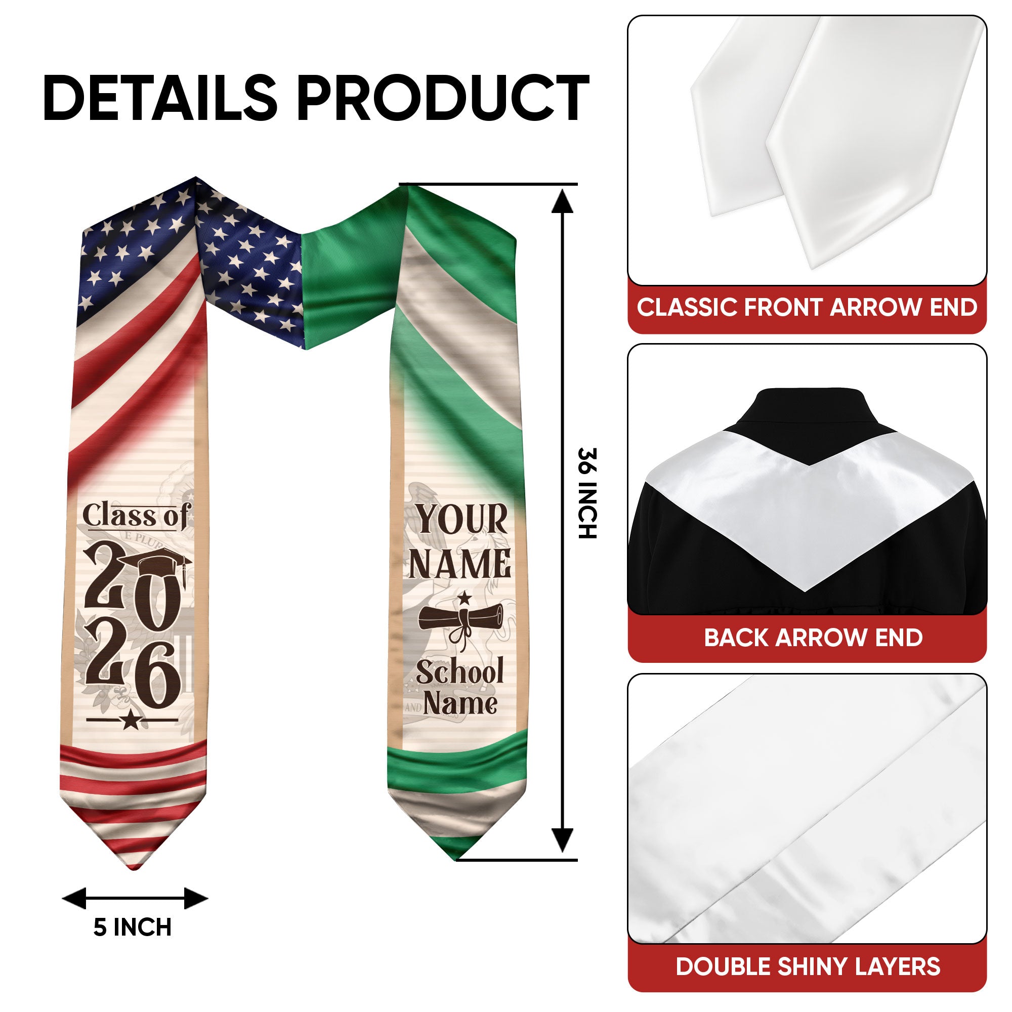 Nigeria Graduation Sash 2026, Nigerian Flag Graduation Stole, Custom Accent for Grads