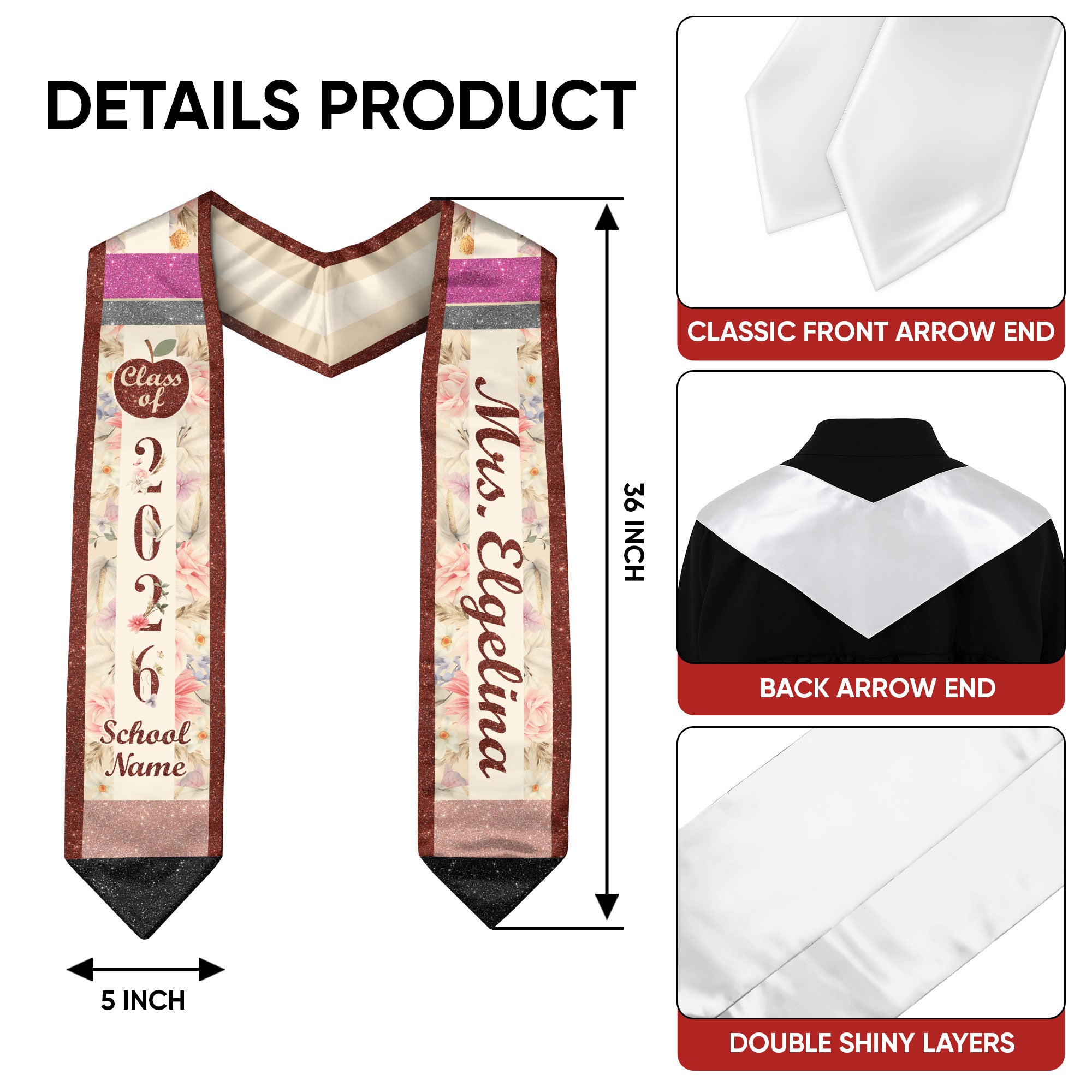 Customized Educator Graduation Stole, Professional Teaching Ceremony Sash 2026