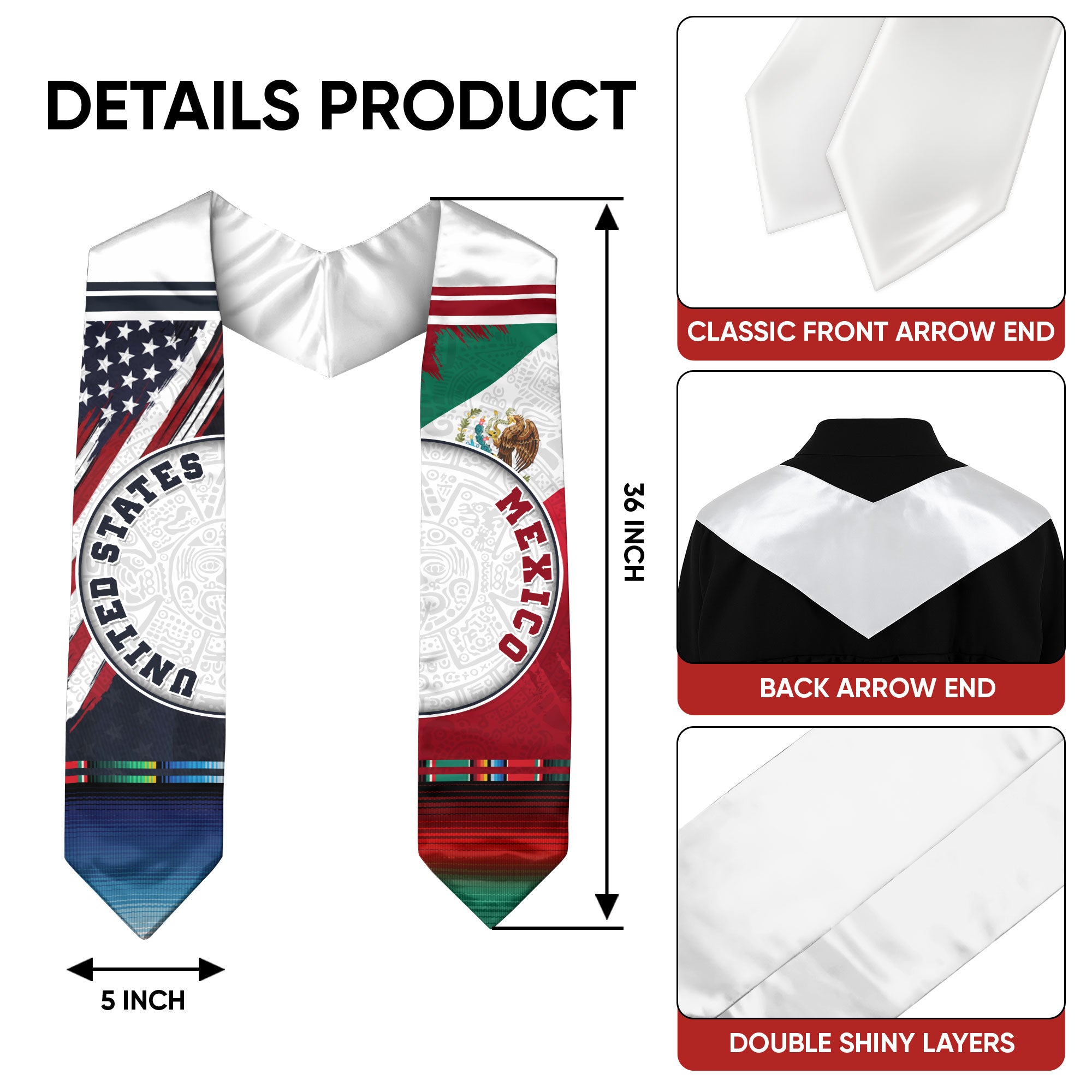 Mexican Stole for Graduation 2026, Mexico Graduation Stole, Mexican Grad Sash