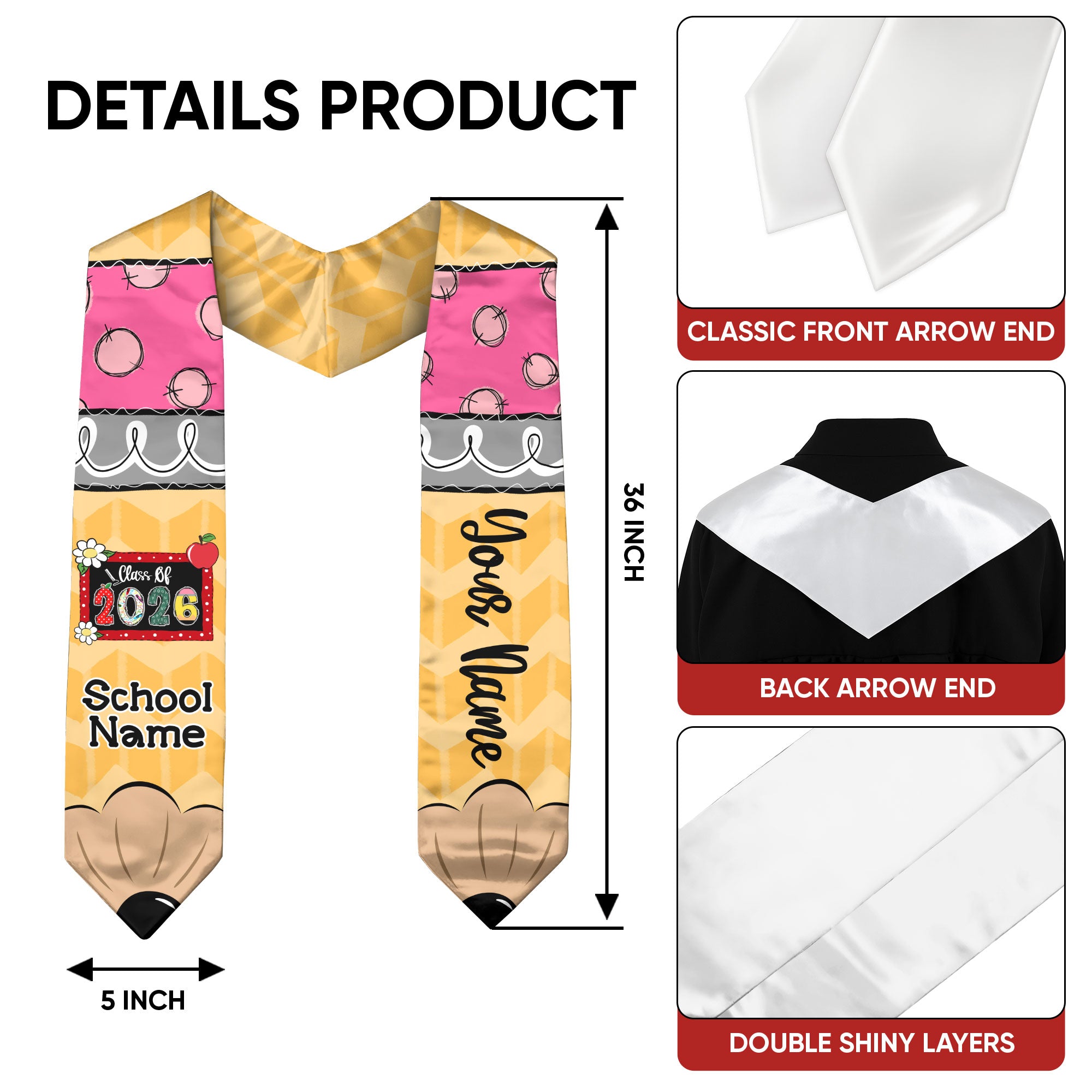 Customized Graduation Stole for Teaching Professionals, Educator Ceremony Sash 2026