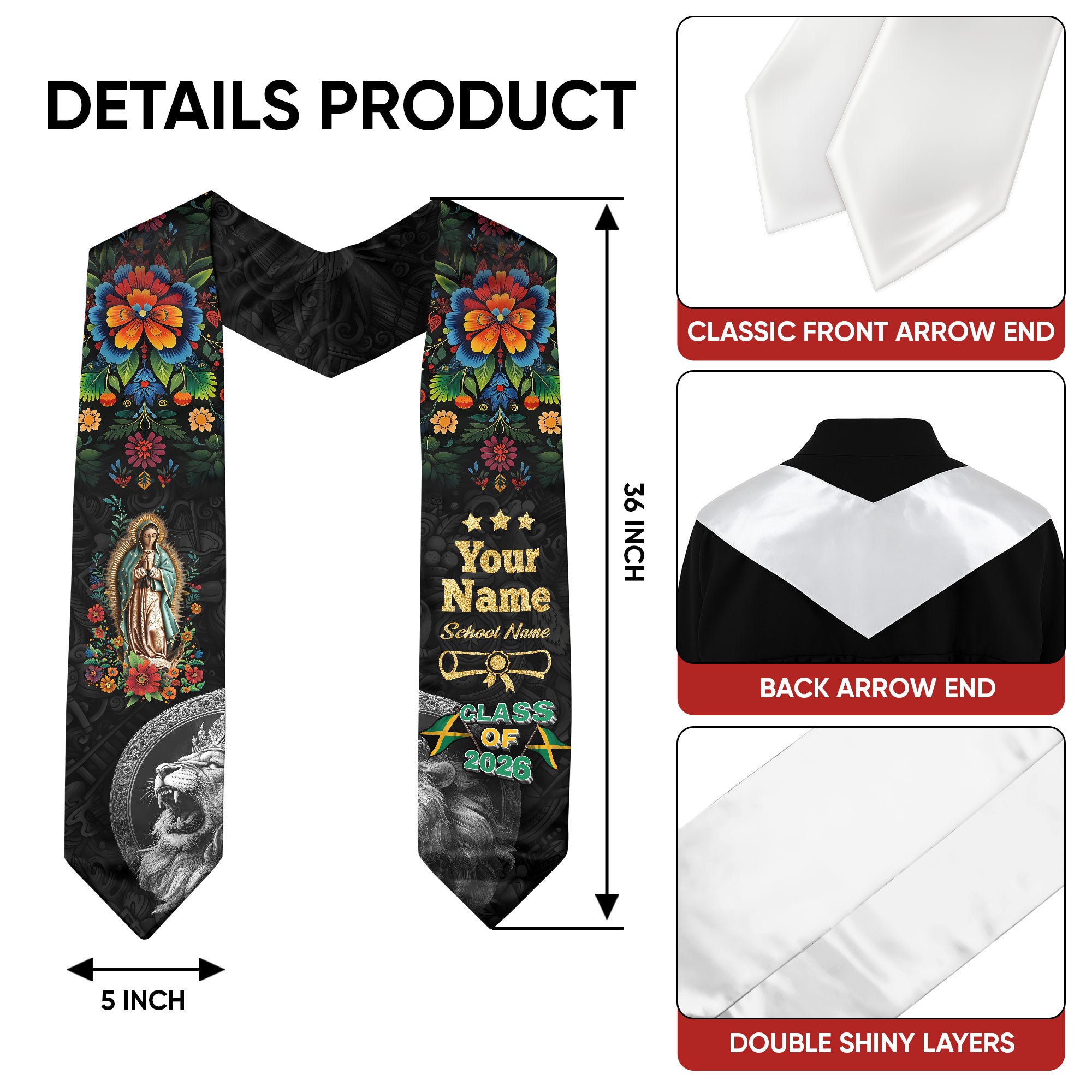 Jamaican Graduation Sash, Jamaican Flag Graduation Sash 2026, Jamaica Stole, Graduation Stole