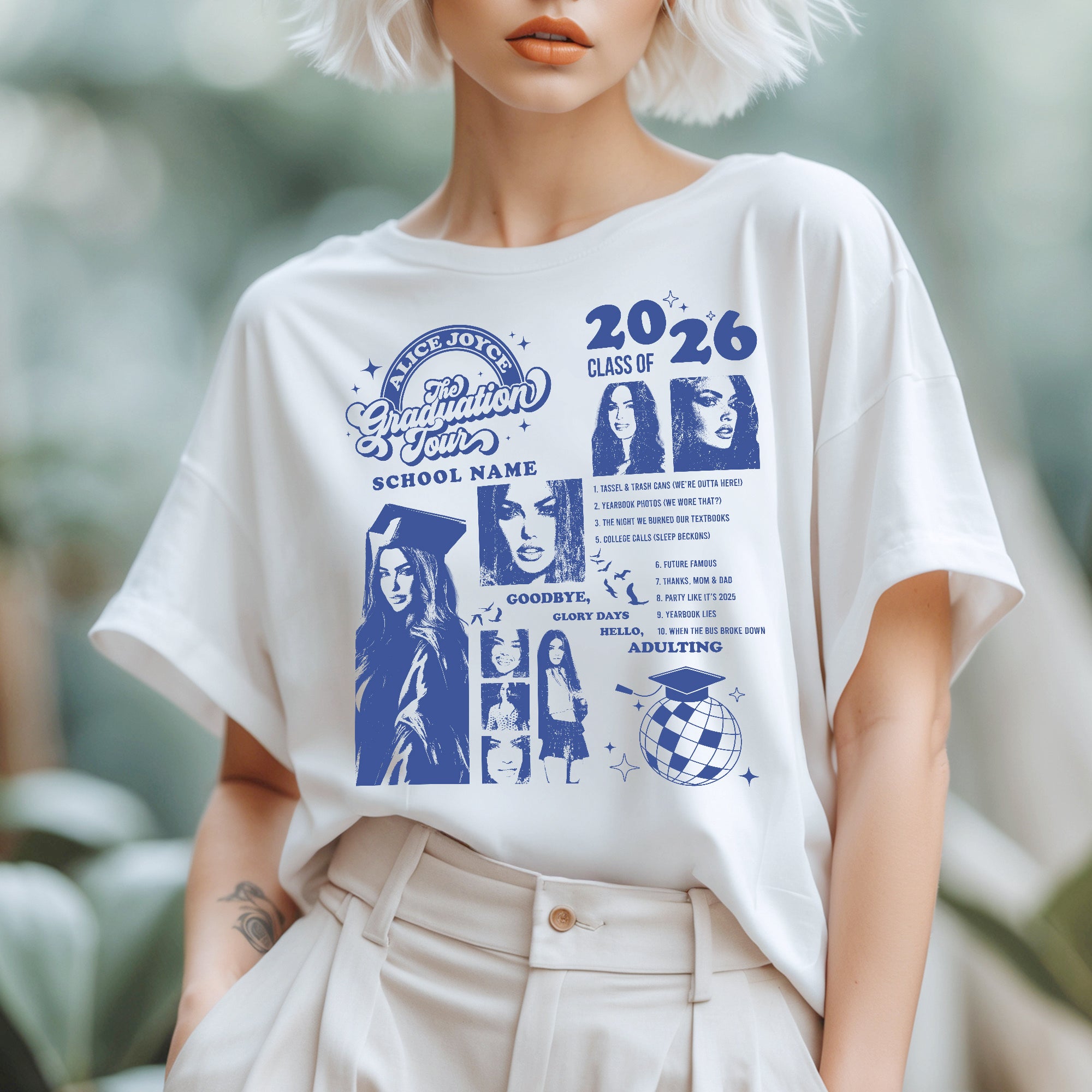 Custom Graduation Tour Shirt 2026 - Personalized Eras Style Graduate Photo T-Shirt