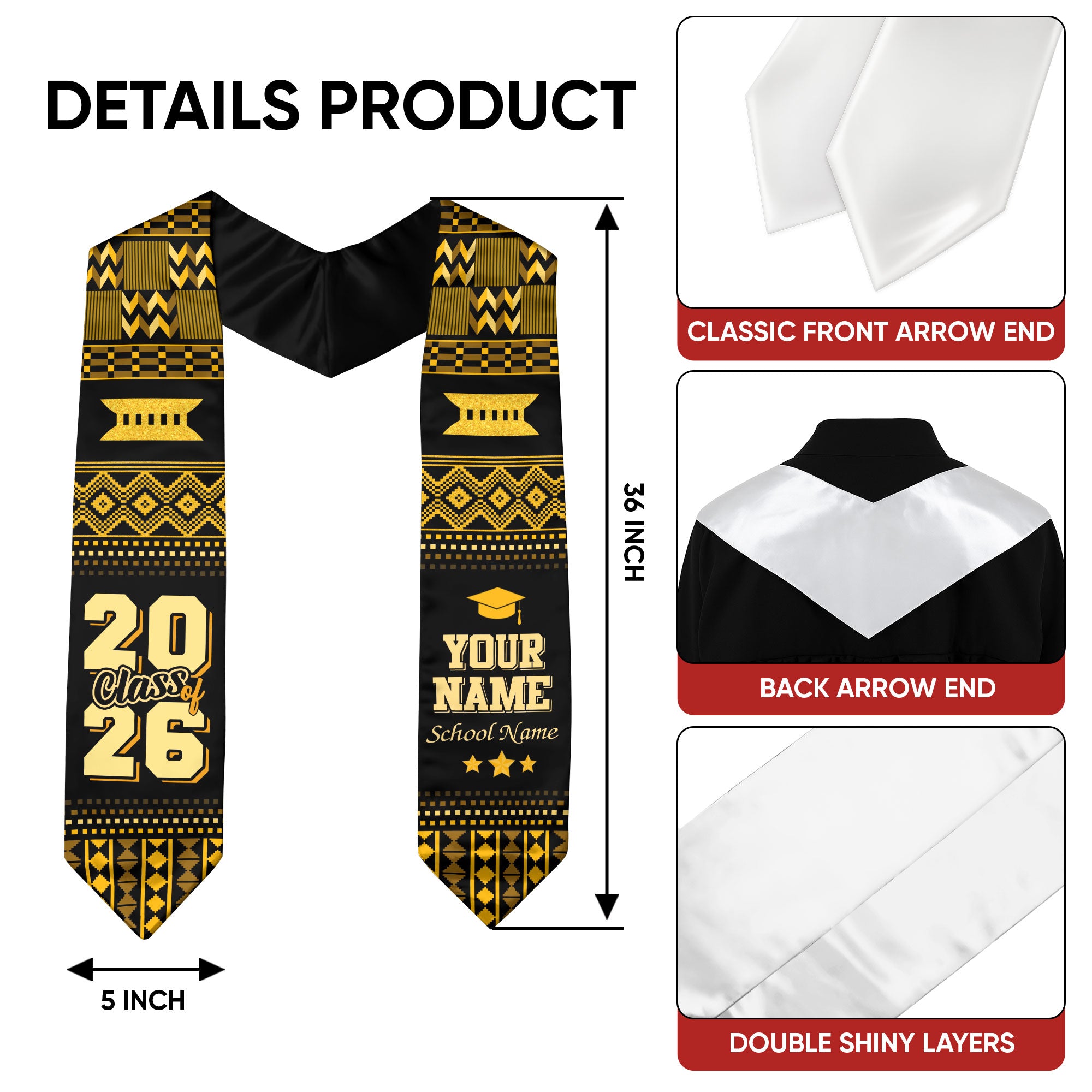 Africa Graduation Stole 2026, African Flag Sash, Bespoke Touch for Class of 2026 Graduates