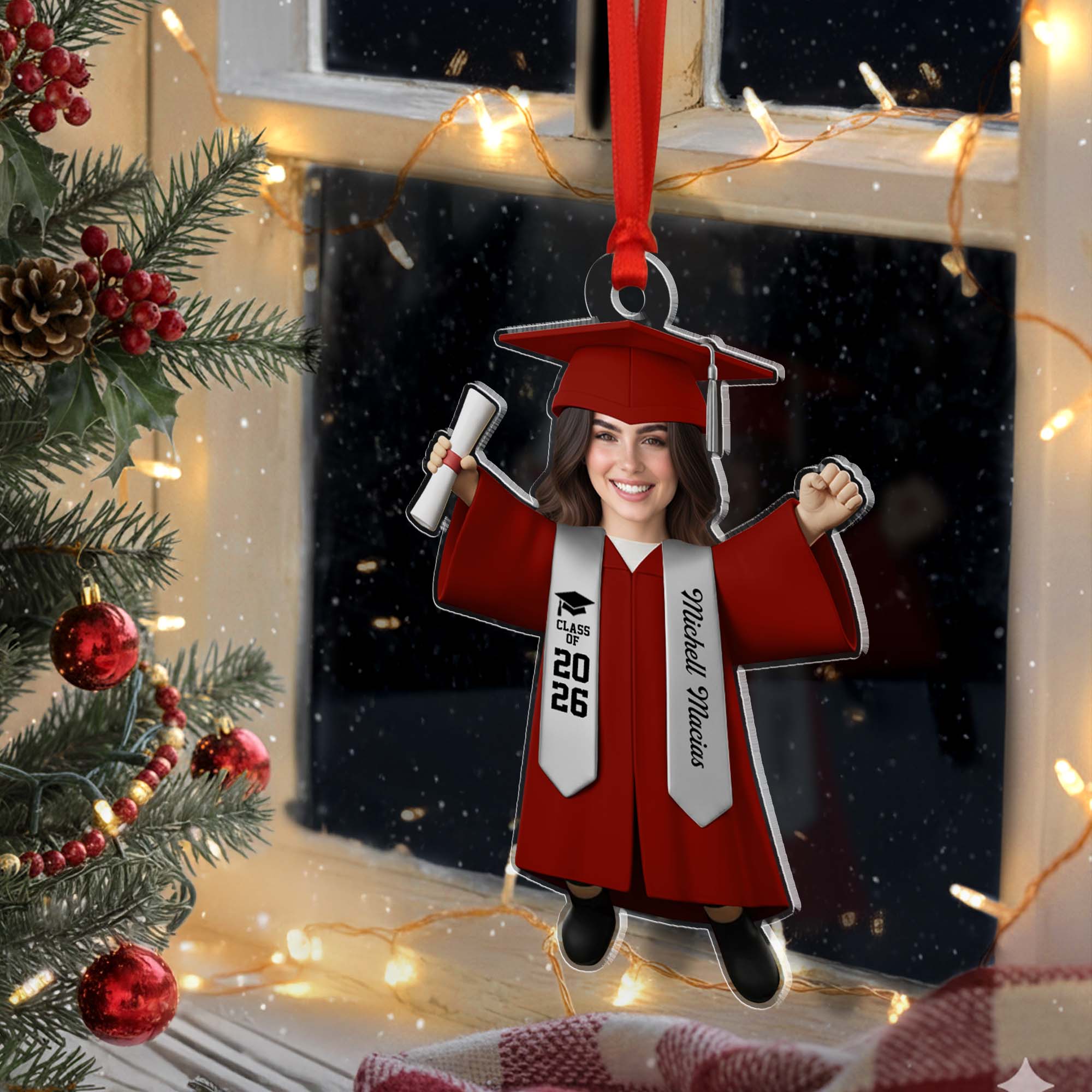 Custom Photo Class Of 2026 Senior Name School Graduation Ornament