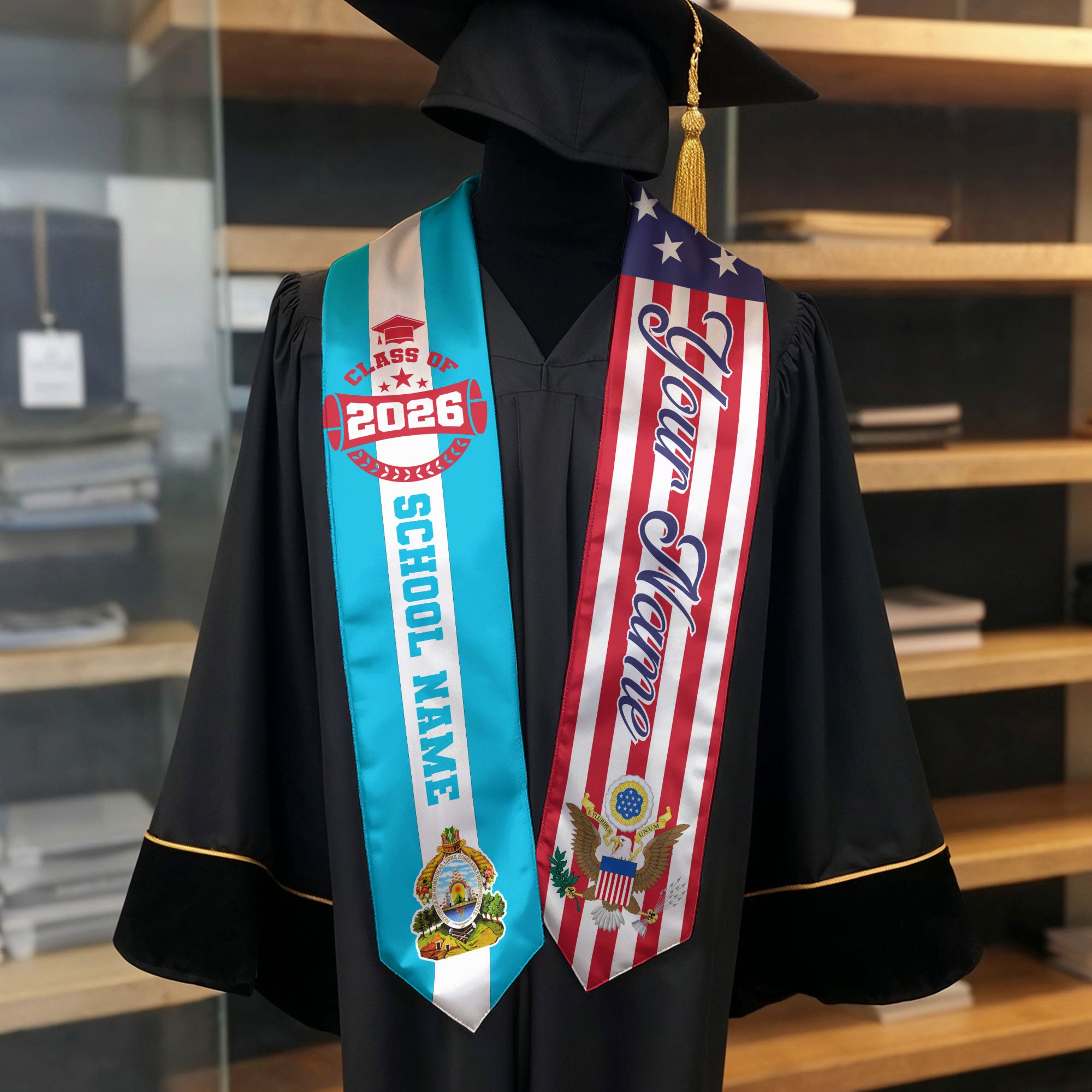 Class of 2026 Honduras Graduation Stole, Honduran Flag Sash, Custom Style Accessory