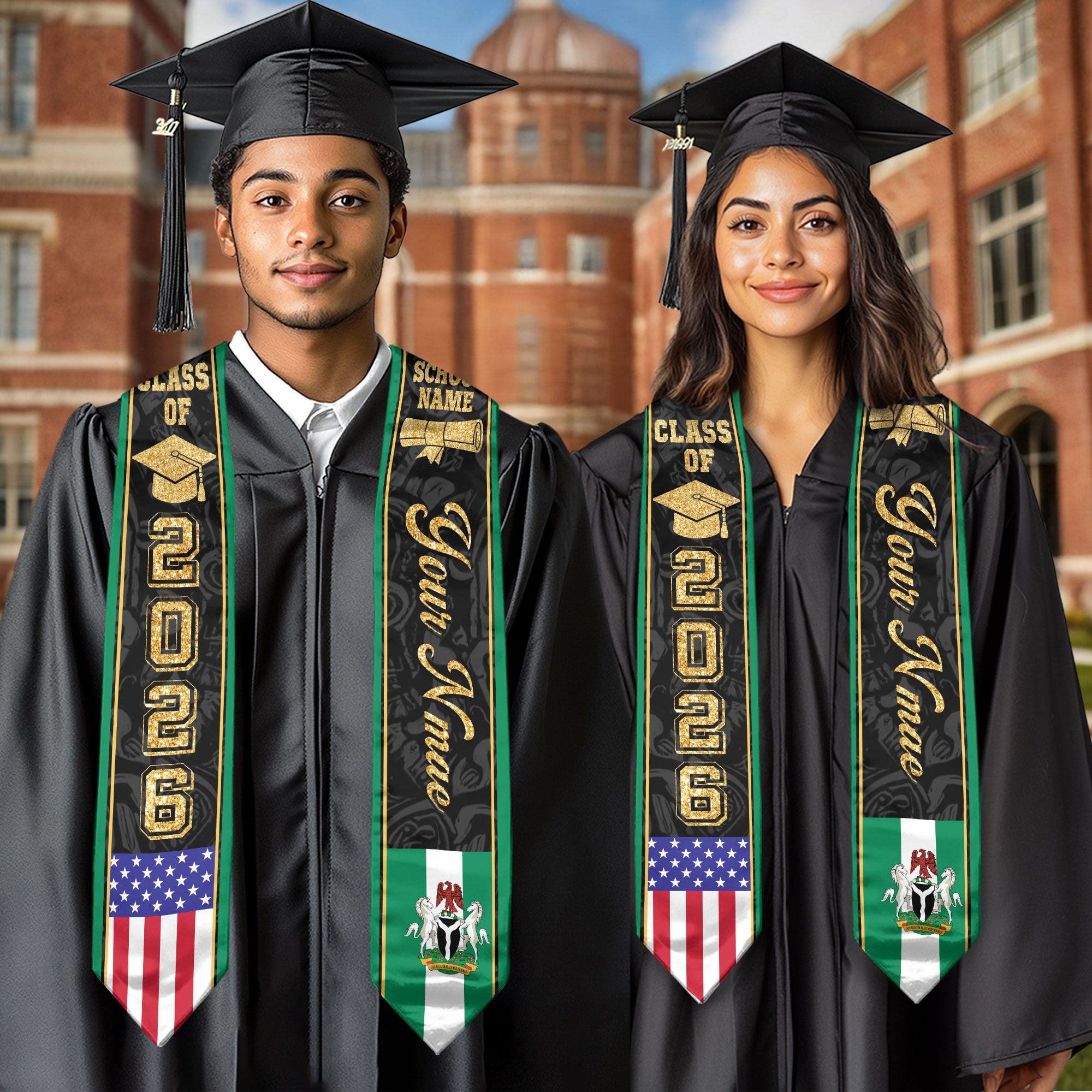 Nigeria Graduation Stole 2026, Nigerian Flag Stole Sash, Tailored Detail for 2026