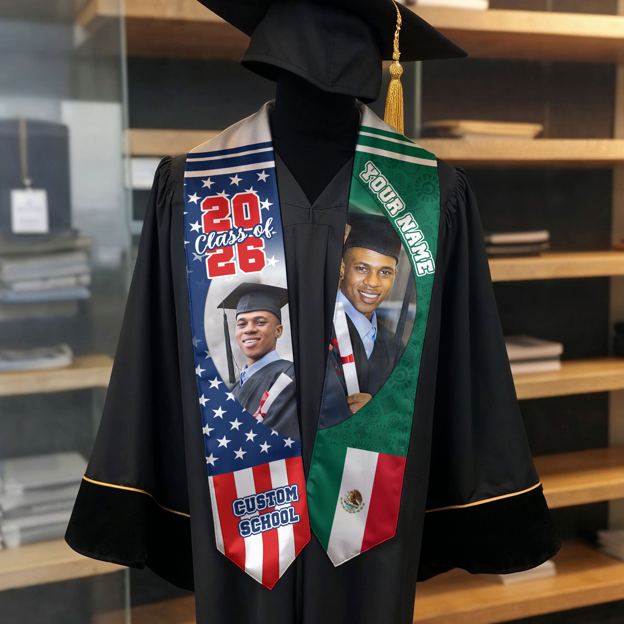 Mexico Graduation Sash, Mexican Flag Graduation Stole 2026, Stole Mexican