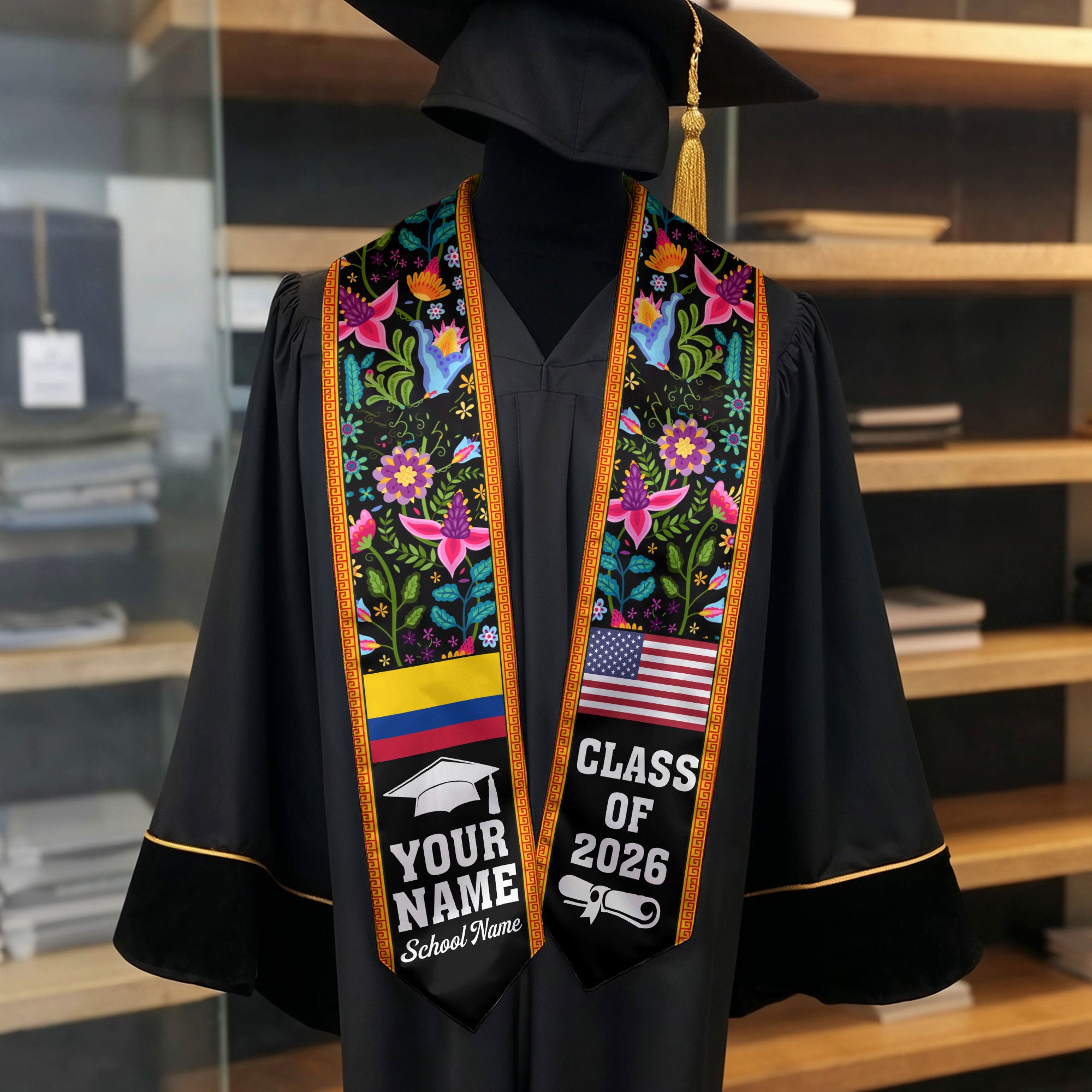 Customized Colombia Graduation Stole, Colombia Custom, Colombian Flag Stole, Custom Graduation Sash 2026, Class of 2026
