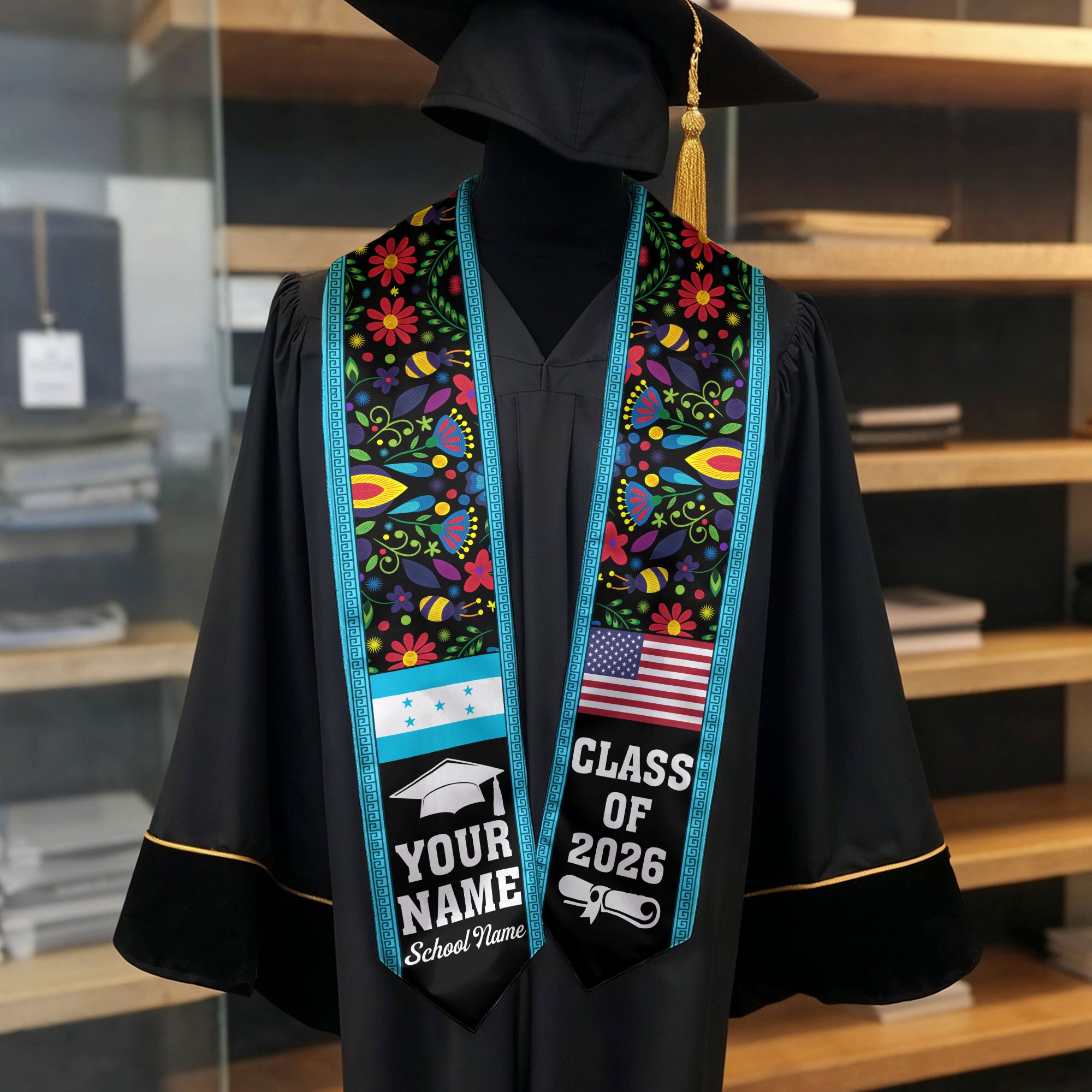 Honduras Graduation Stole 2026, Honduran Flag Sash, Custom Detail Option