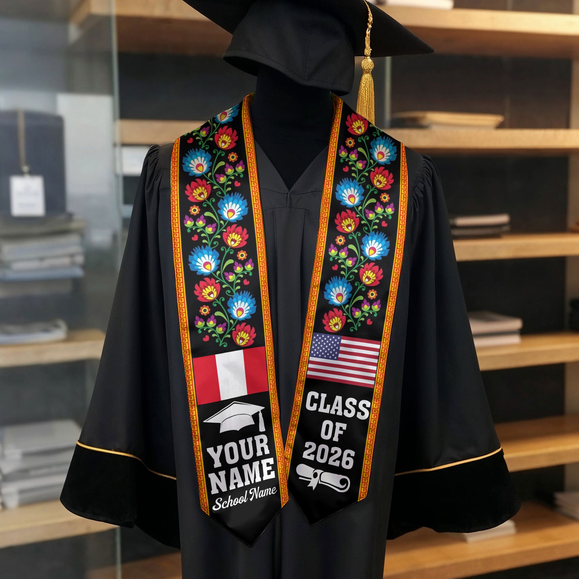 Customized Peru Graduation Stole, Peru Custom, Peruvian Flag Stole, Custom Graduation Sash 2026, Class of 2026