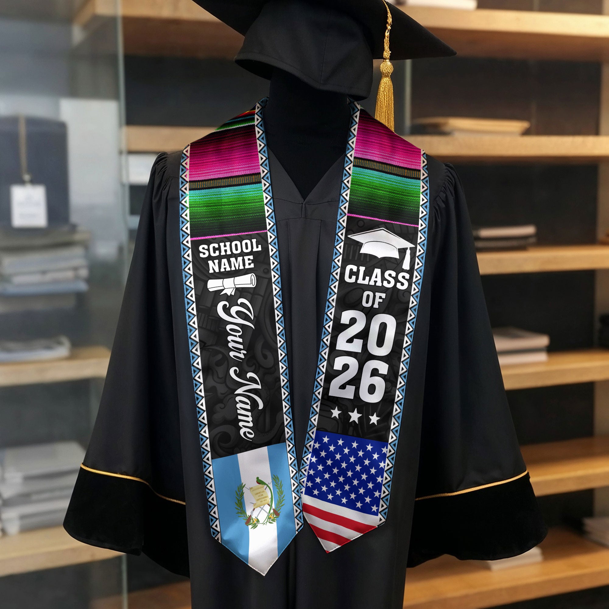 Customized Guatemala Graduation Stole, Guatemala Flag Graduation Sash, Custom Stole for Graduation 2026, Class Of 2026