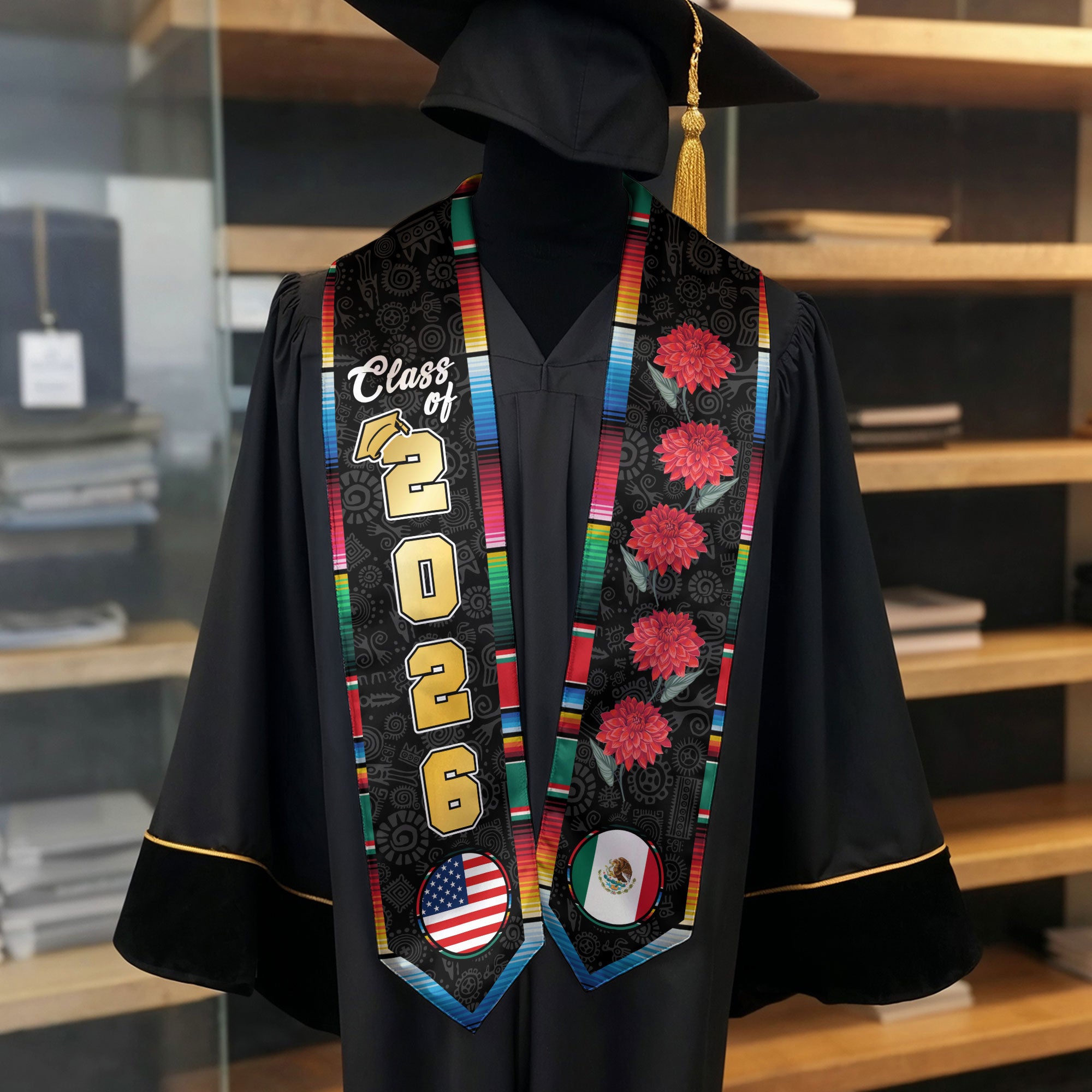 Mexican Graduation Sash 2026, Mexican Am Flag Sash, Mexican Stole, Mexico Grad Stole