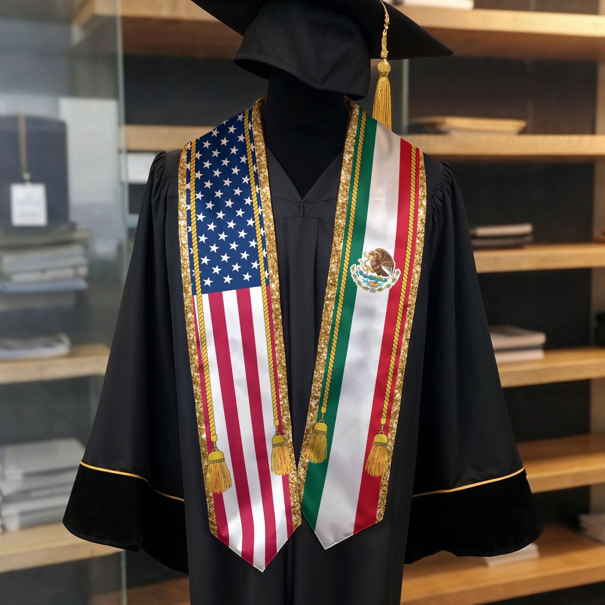 Mexico Graduation Stole 2026, Mexican Stole, Mexican Grad Sash, Mexican Am Flag Sash