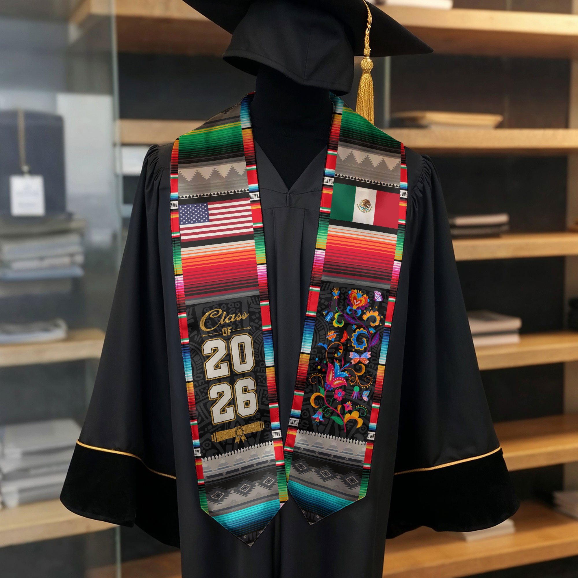 Mexican Graduation Sash 2026, Mexico Graduation Sash, Mexican American Flag Sash, Mexico Graduation Stole
