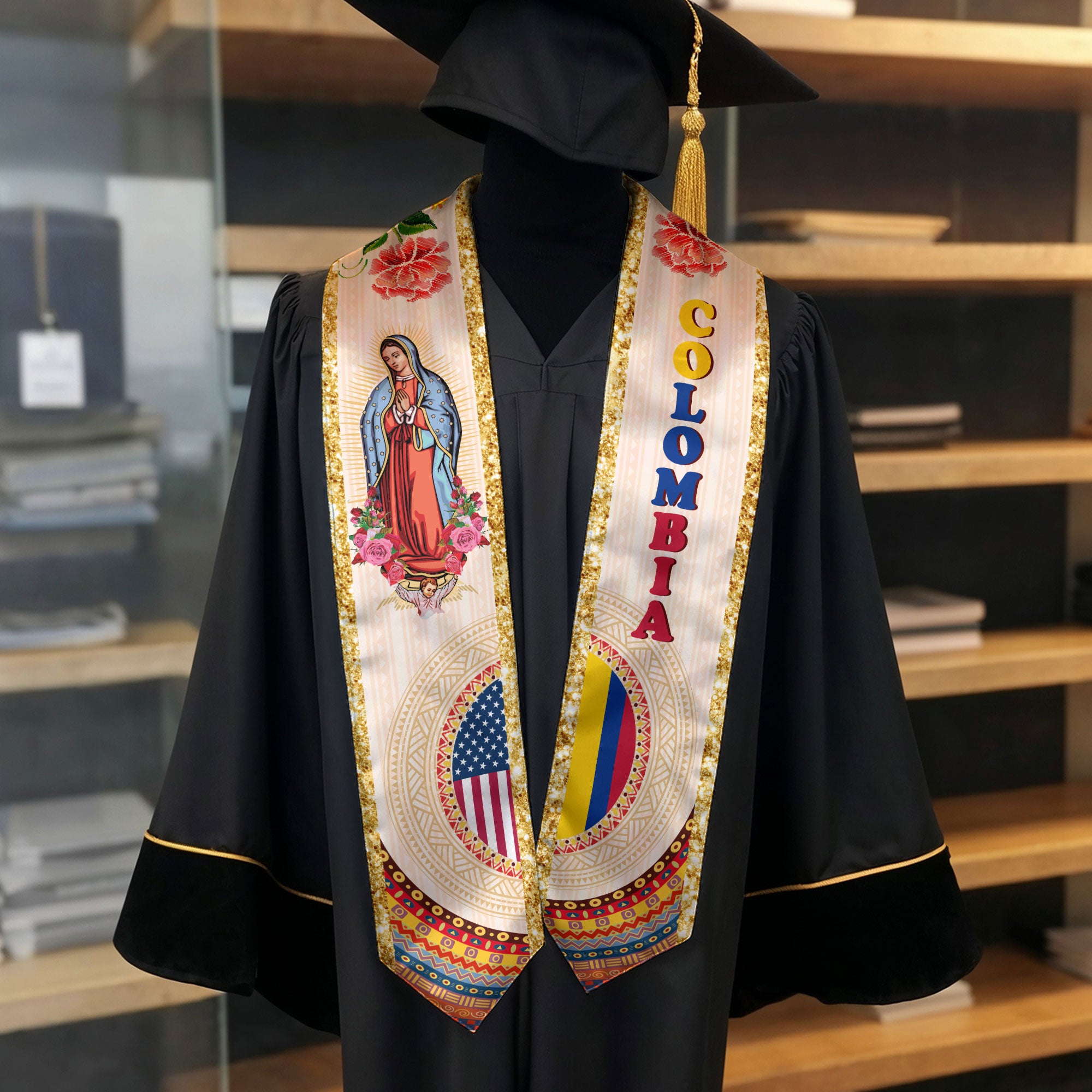 Colombia Graduation Stole 2026 with National Flag Design, Elegant Graduation Sash for Class of 2026