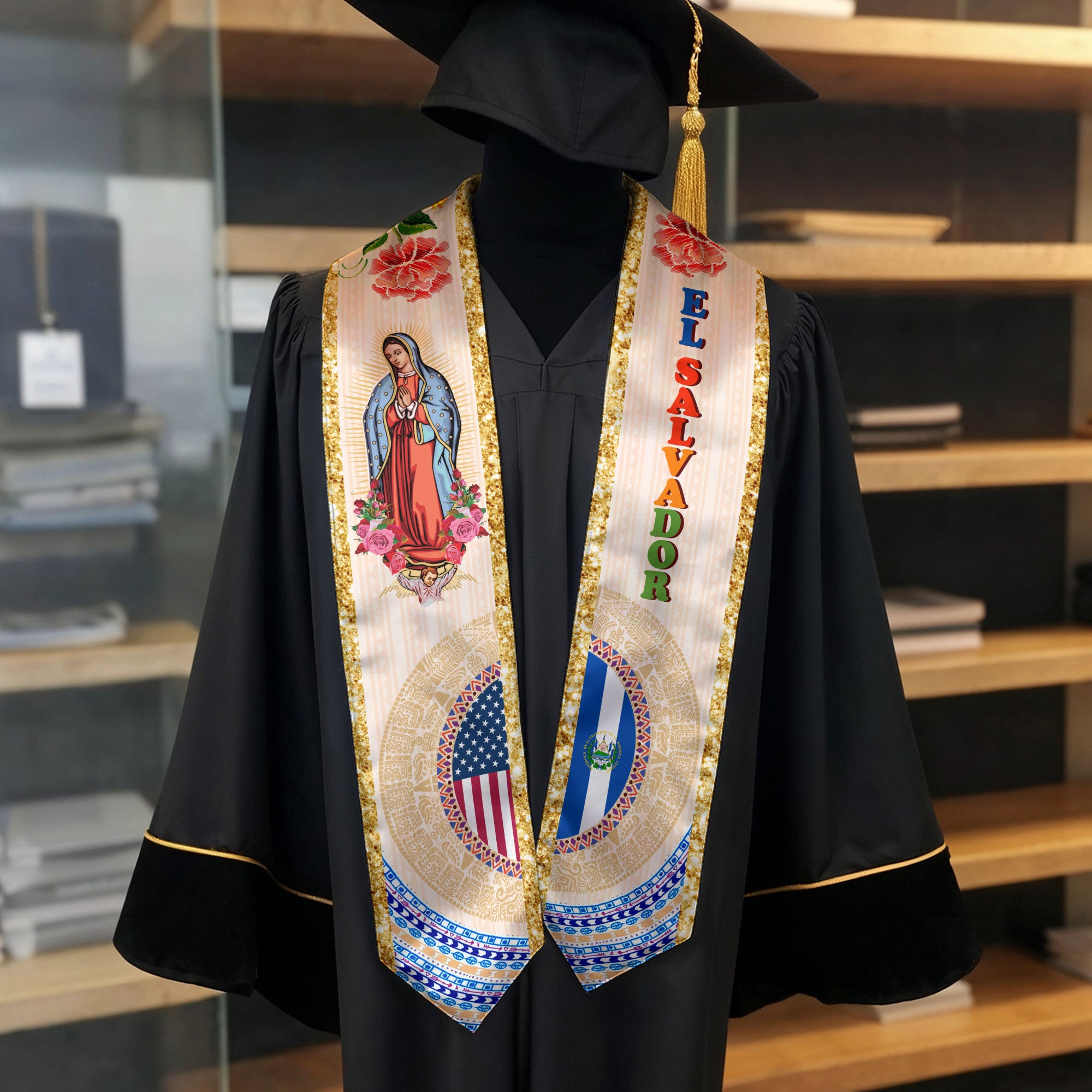 El Salvador Graduation Stole, Salvadoran Flag Design, Graduation Sash 2026