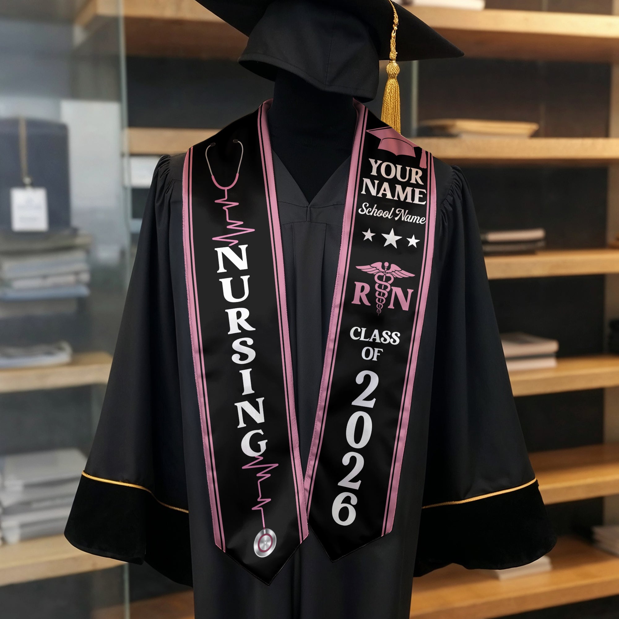 Customized Nursing Graduation Stole for RN and BSN Students, Graduation Sash 2026