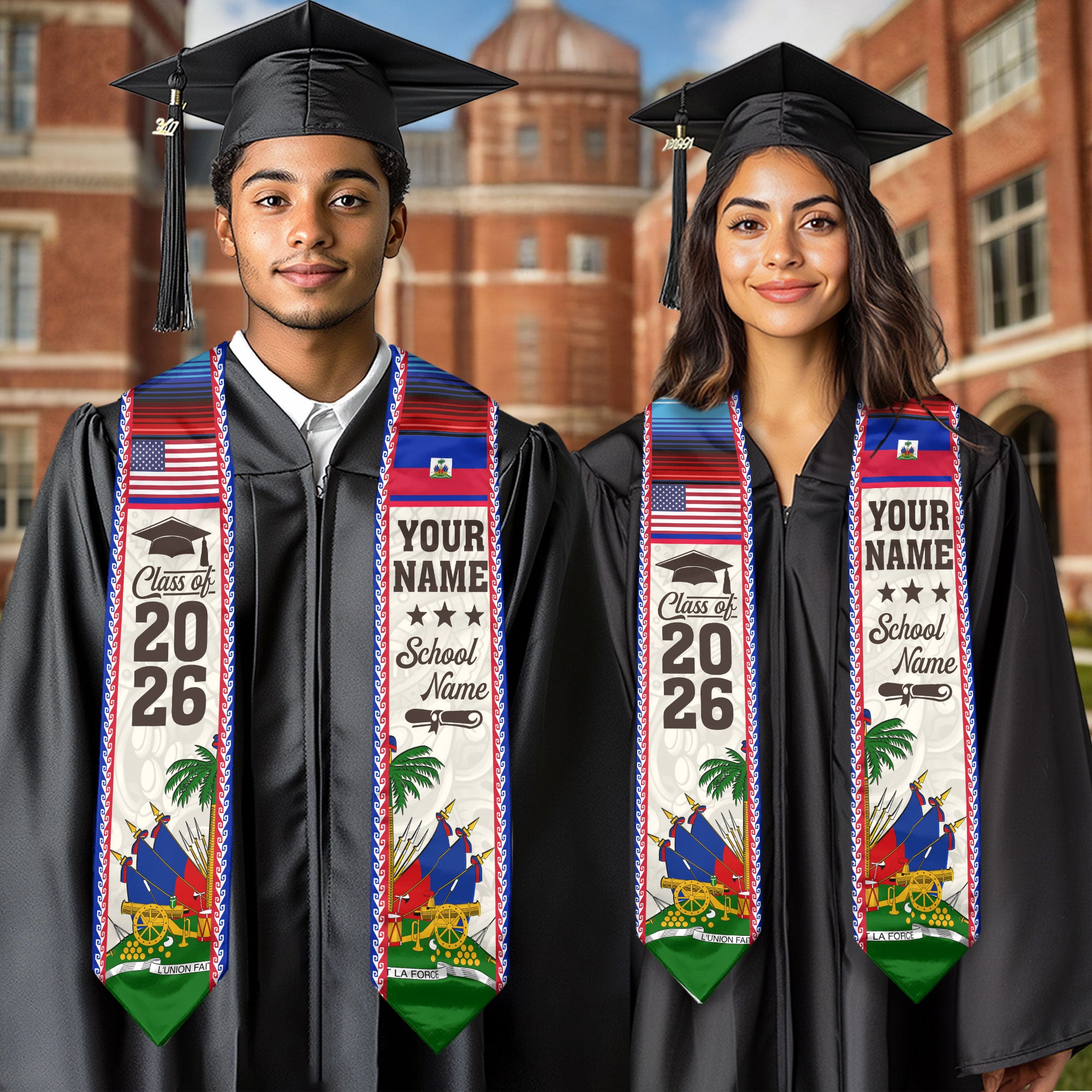2026 Haiti Graduation Sash, Haitian Flag Stole, Personalized Detail Option