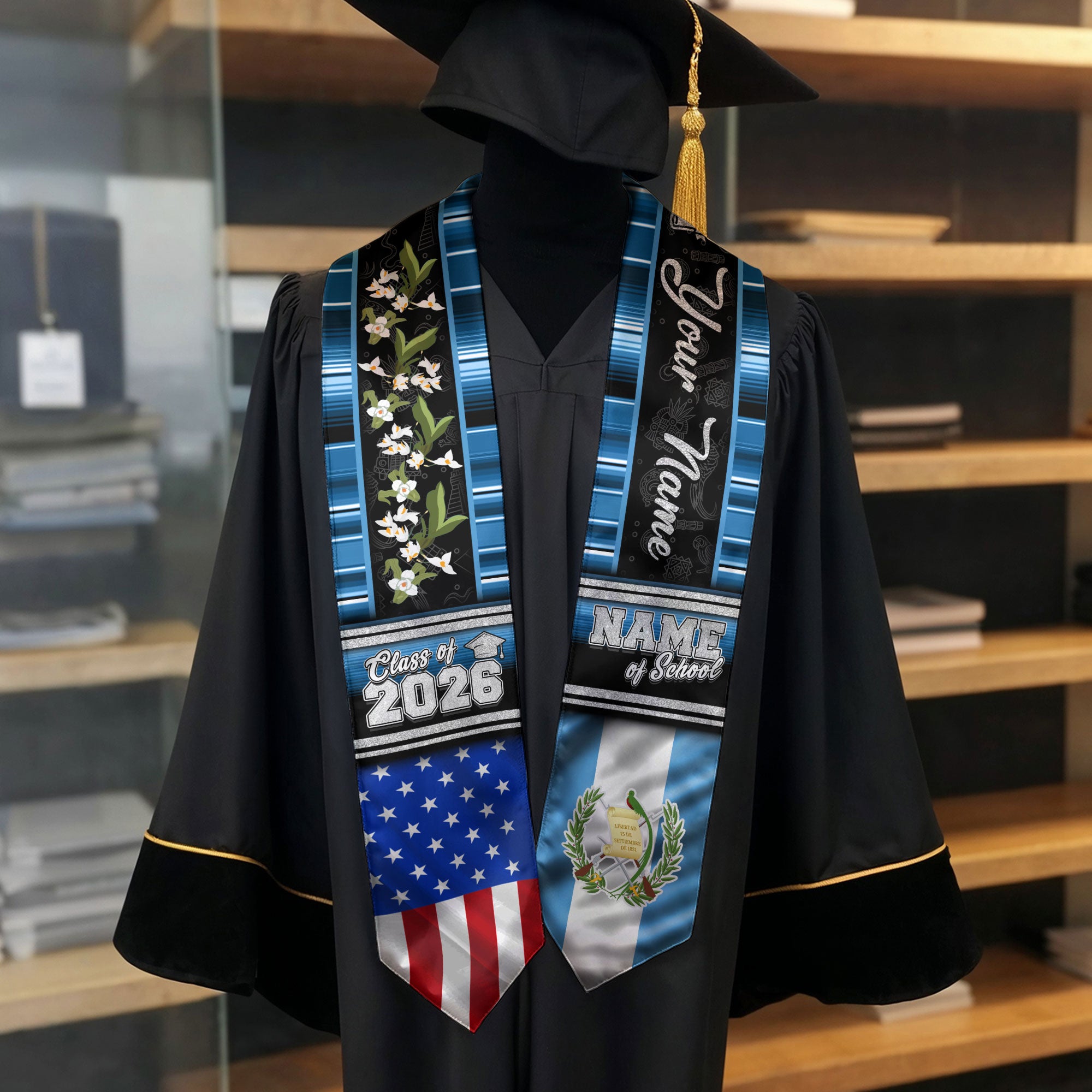 Guatemala Graduation Sash, Guatemala Flag Graduation Stole 2026, Guatemala Stole