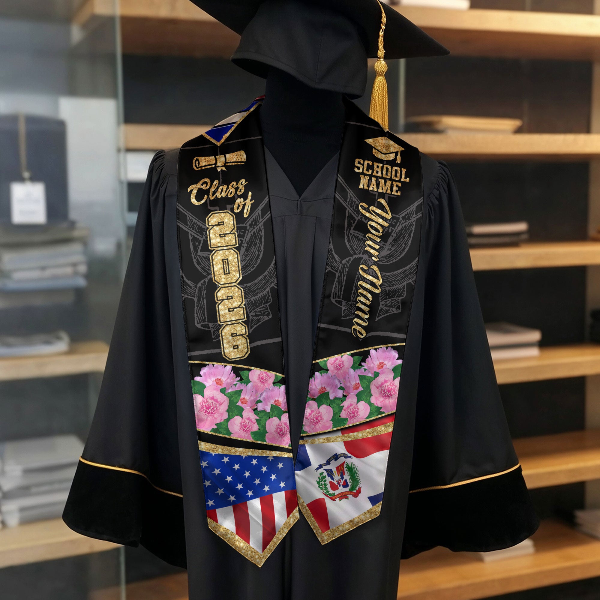 Dominican Graduation Sash 2026, Dominican Graduation Stole, Stole with Personalized Finish