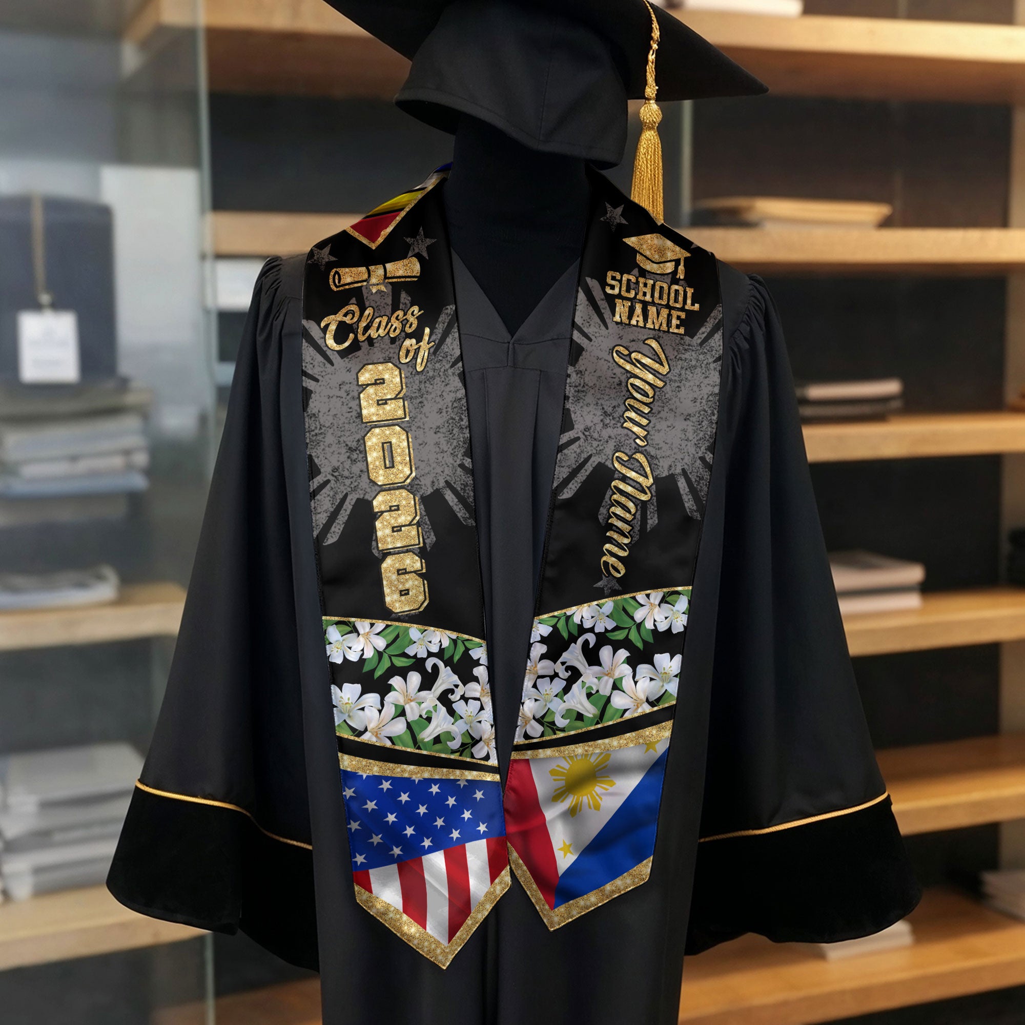 Philippines Graduation Sash 2026, Filipino Graduation Stole, Stole with Personalized Finish