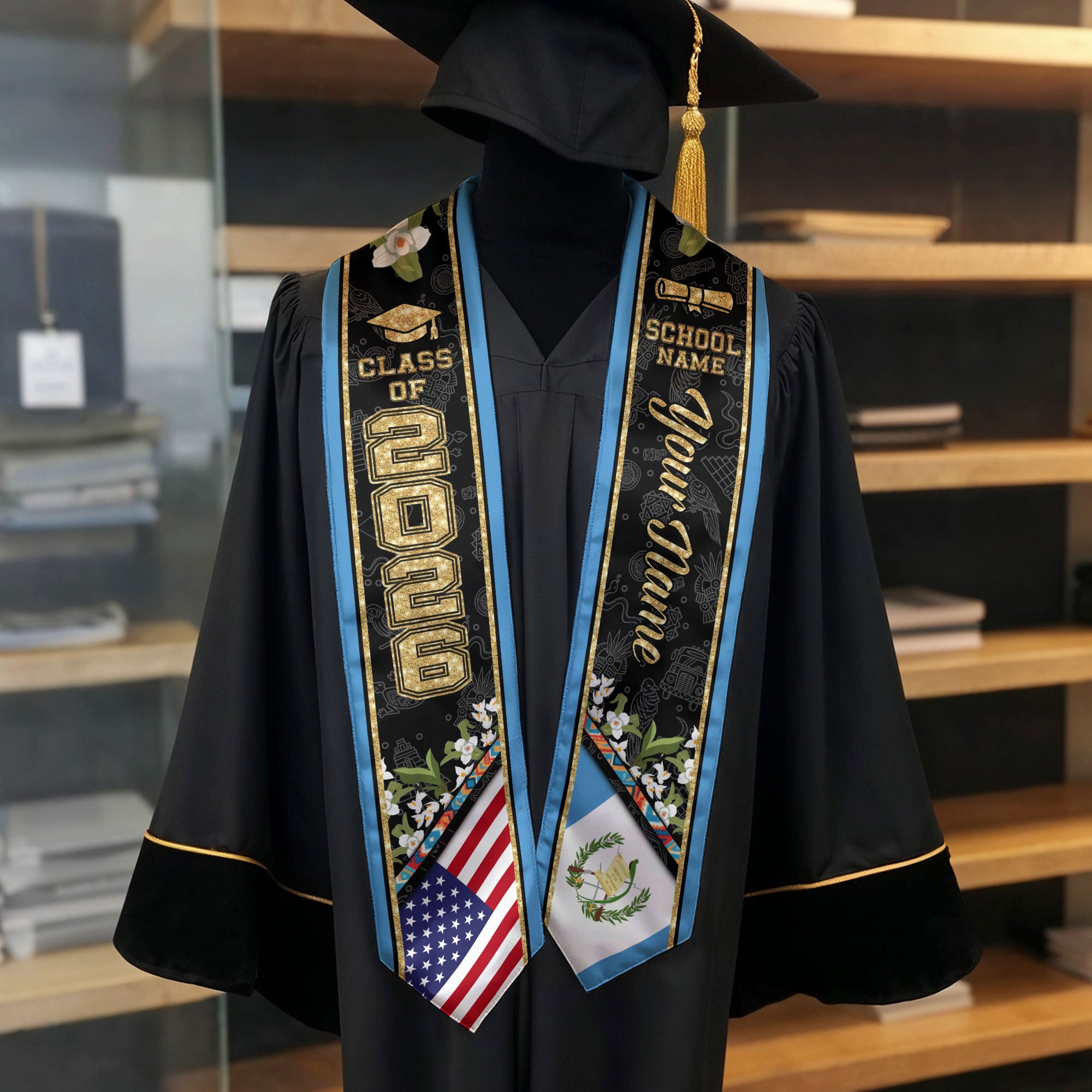 Guatemala Stole, 2026 Guatemala Flag Sash, Guatemala Graduation Stole