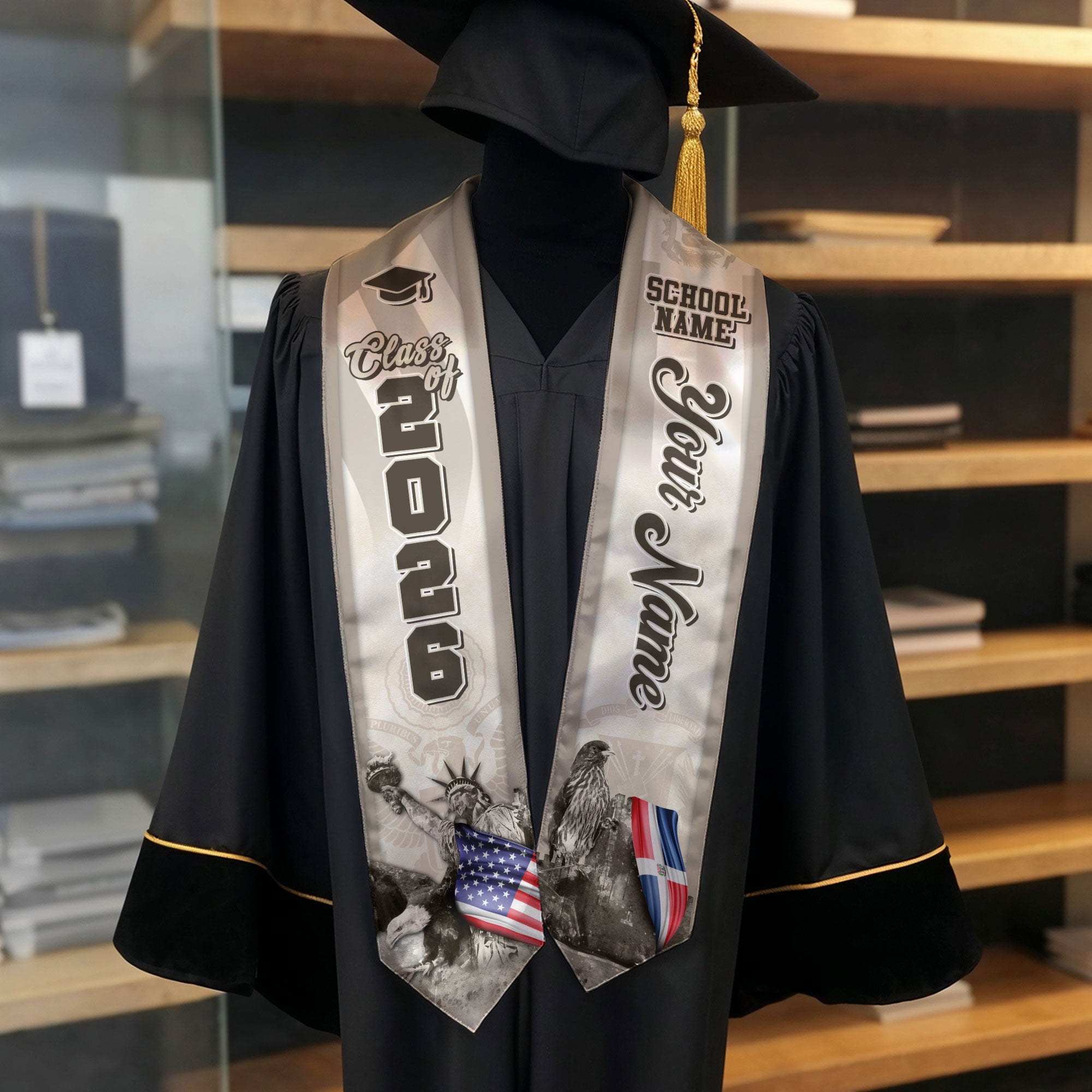 Dominican Flag Graduation Stole 2026, Dominican Stole Sash, Custom Touch for Class of 2026