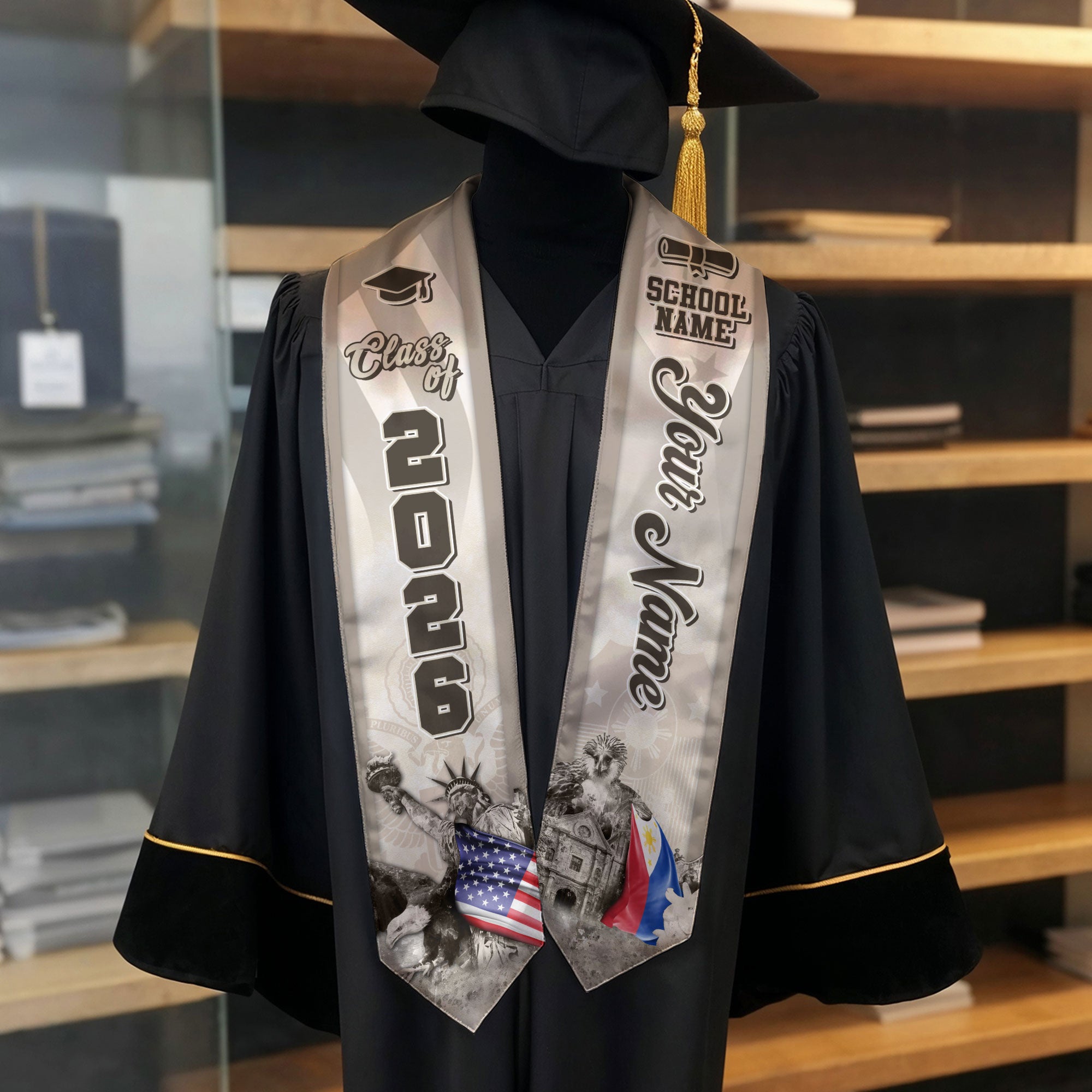 Filipino Flag Graduation Stole 2026, Philippines Stole Sash, Custom Touch for Graduates